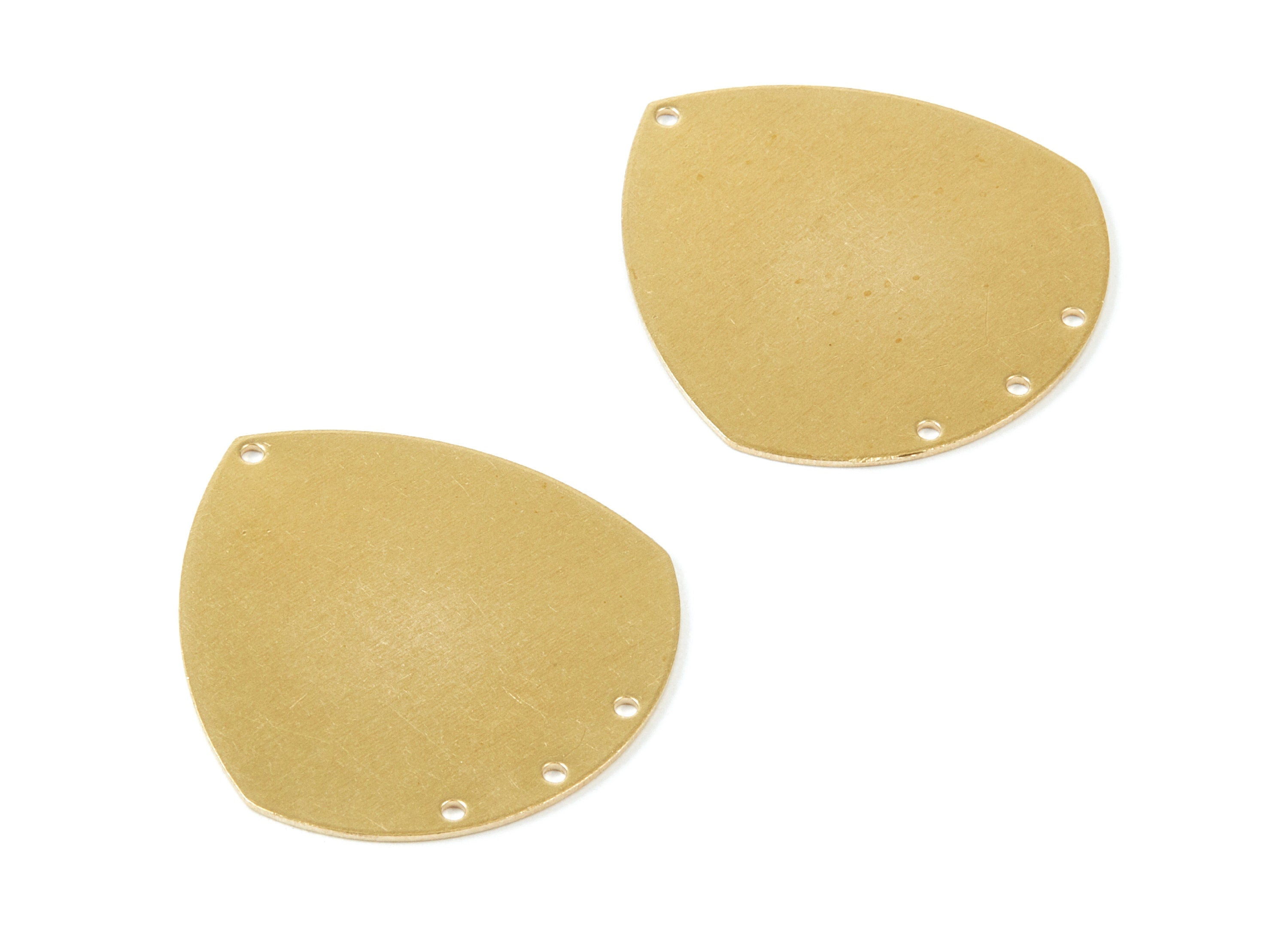 Personalized stamping blank - Brass Drop Charms - Drop Shaped Raw Brass Pendant - Brass Connectors With 4 Holes - 35,58x33x0,86mm - PP1833 - DOMEDBAZAAR