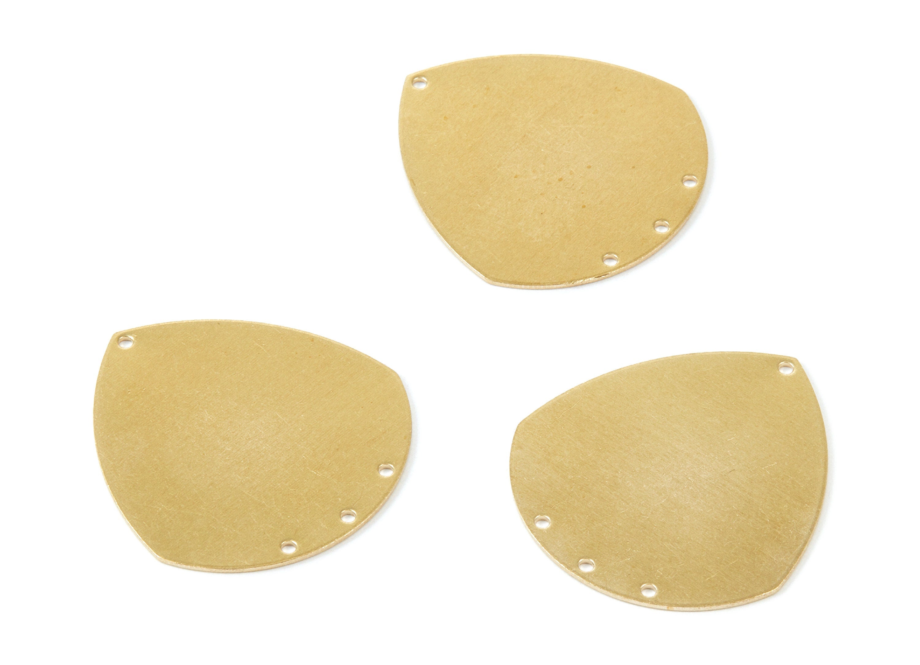 Personalized stamping blank - Brass Drop Charms - Drop Shaped Raw Brass Pendant - Brass Connectors With 4 Holes - 35,58x33x0,86mm - PP1833 - DOMEDBAZAAR