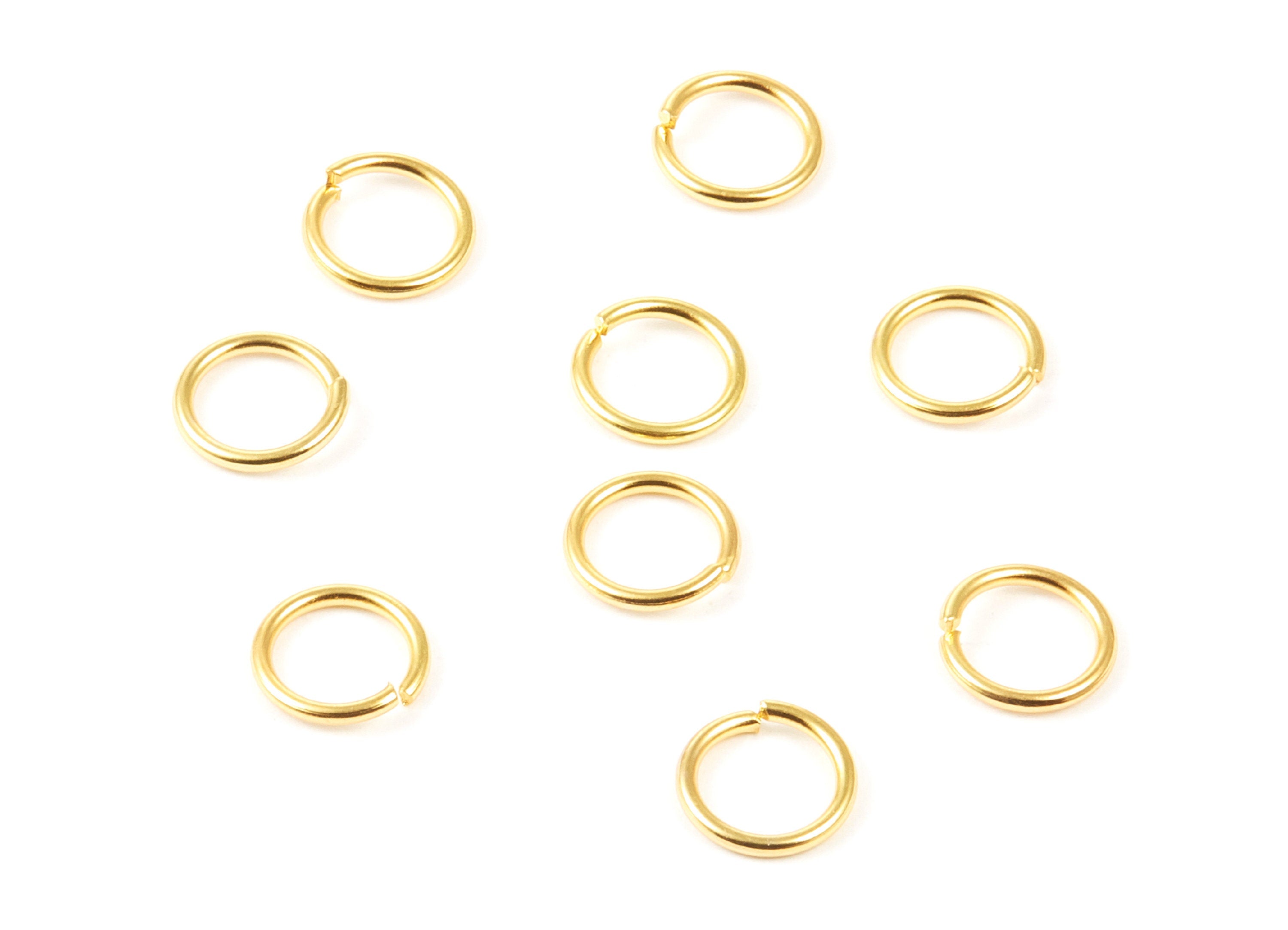 Brass Open Jump Rings - 8x1mm - Gold Tone Plated - Brass Open Jump Rings - Jewelry Supplies - PP1604G - DOMEDBAZAAR