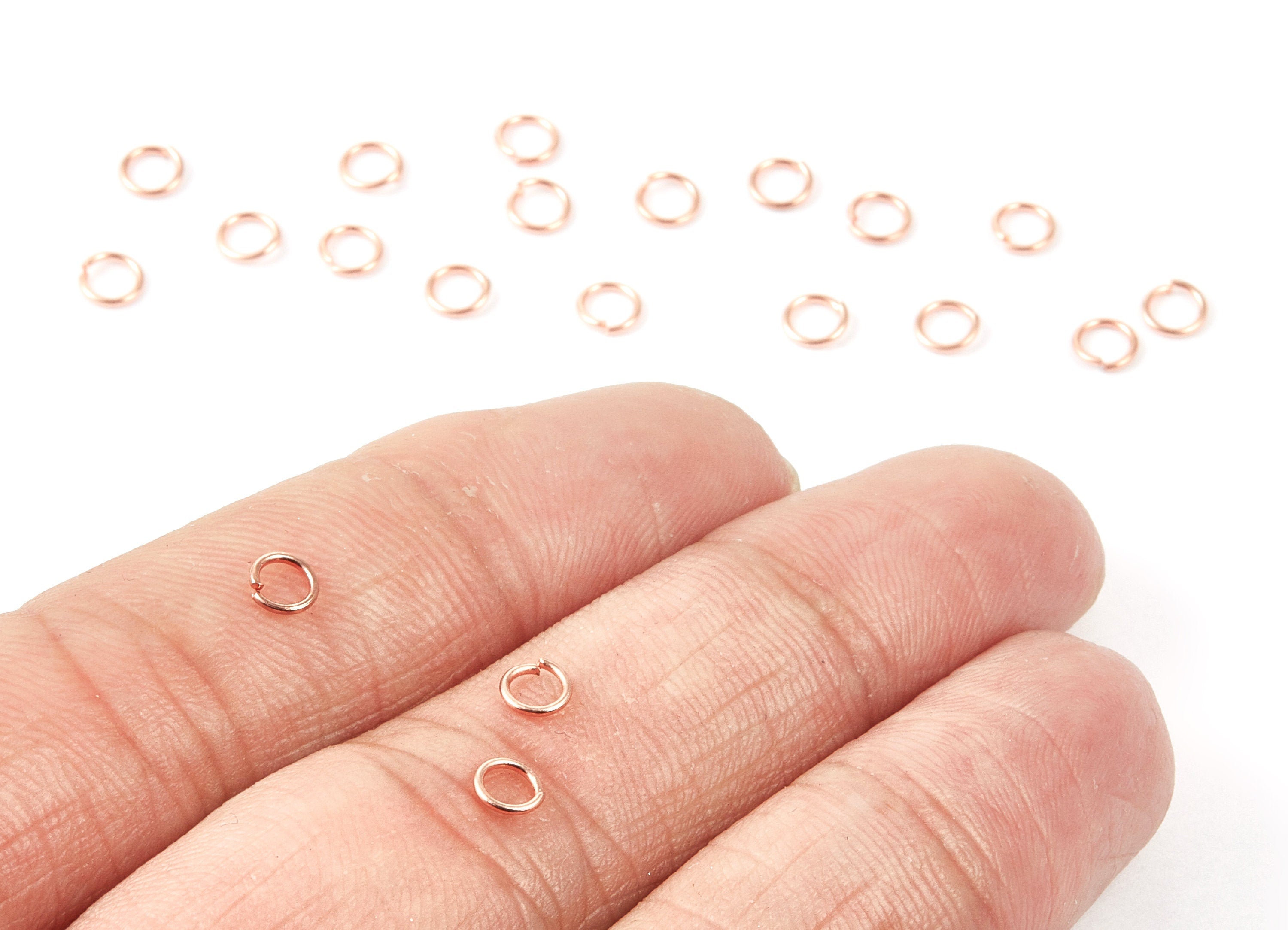 Brass Open Jump Rings - 4x0.6mm - Rose Tone Plated - Brass Open Jump Rings - Jewelry Supplies - PP1627R - DOMEDBAZAAR