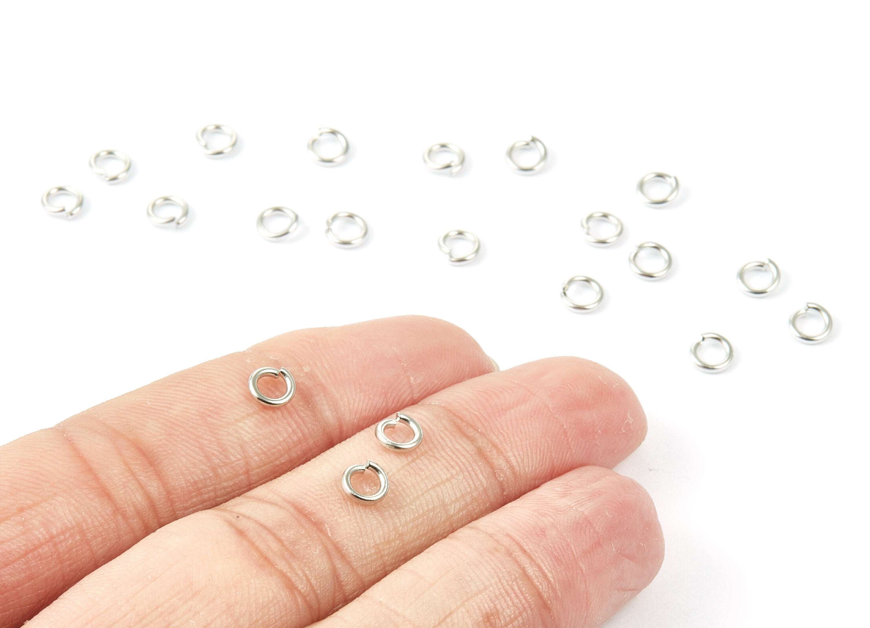 Brass Open Jump Rings - 5x1mm - Silver Tone Plated - Brass Open Jump Rings - Jewelry Supplies - PP1618S - DOMEDBAZAAR