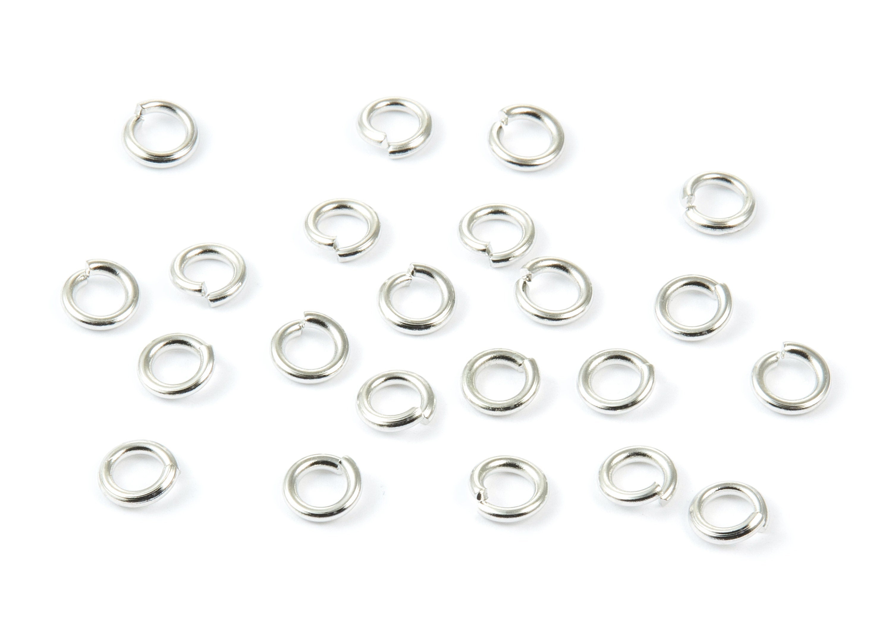 Brass Open Jump Ring - 6x1,2mm - Silver Tone Plated Brass - Brass Open Jump Rings - Jewelry Supplies - PP1639S - DOMEDBAZAAR