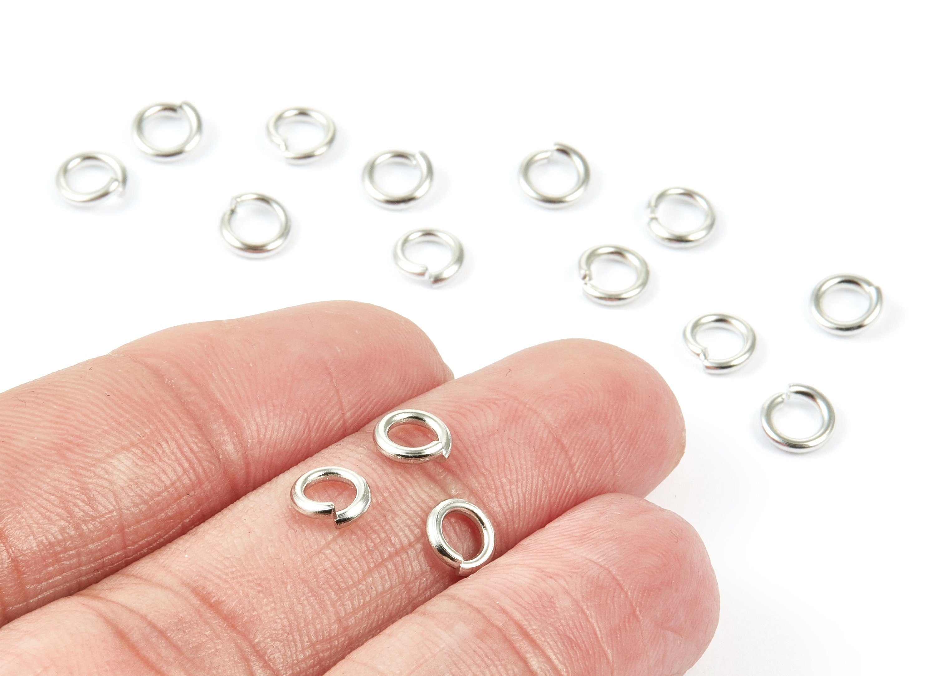 Brass Open Jump Ring - 6x1,2mm - Silver Tone Plated Brass - Brass Open Jump Rings - Jewelry Supplies - PP1639S - DOMEDBAZAAR