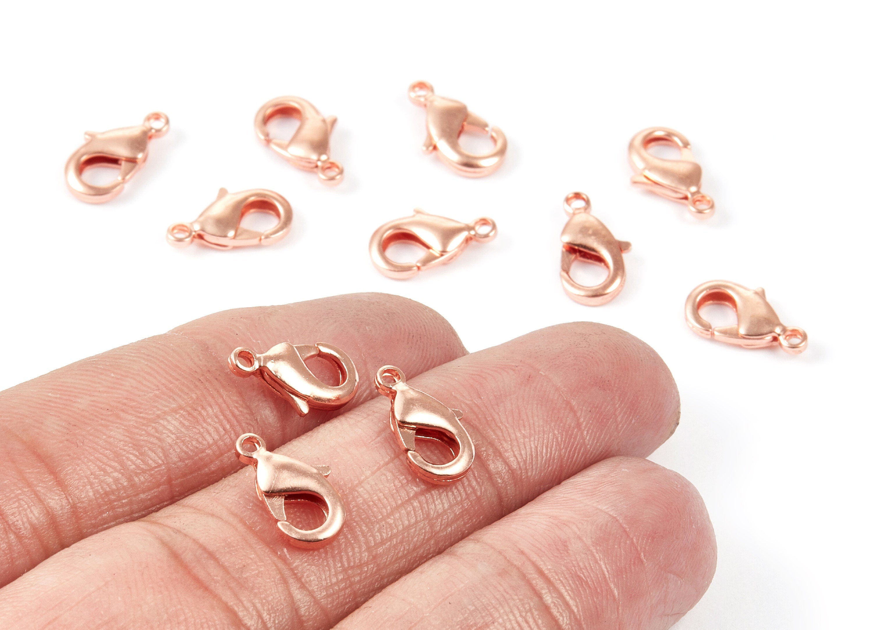 Brass Parrot Clasp - 902 Rose Tone Plated Brass Lobster Claw Clasps - Jewelry Supplies - 12x6,45mm - PP1656R - DOMEDBAZAAR