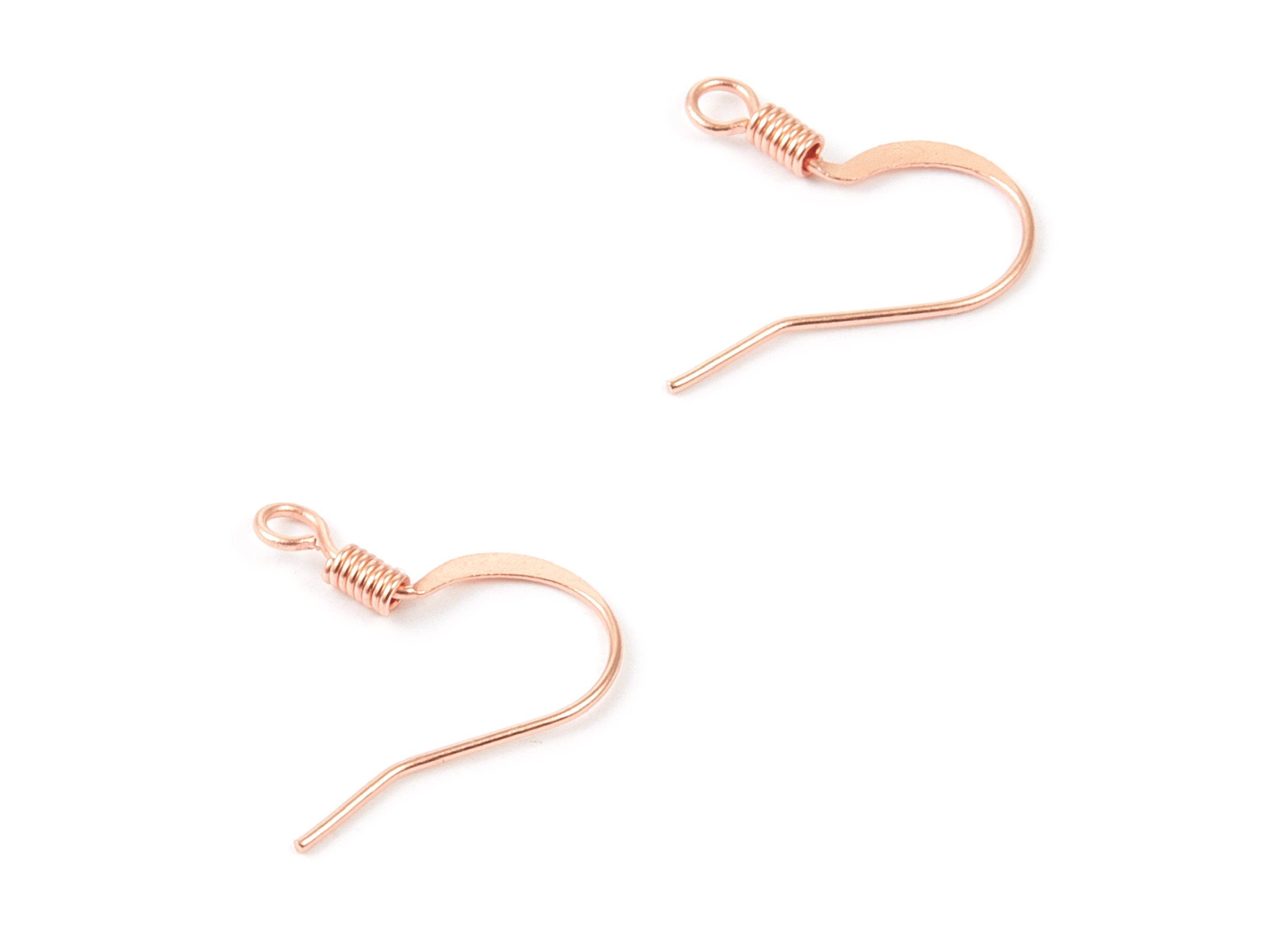Brass Earring Hook - Rose Tone Plated Brass Ear Wire - Earring Findings - Jewelry Supplies - 17.5x17x2mm - PP1668R - DOMEDBAZAAR