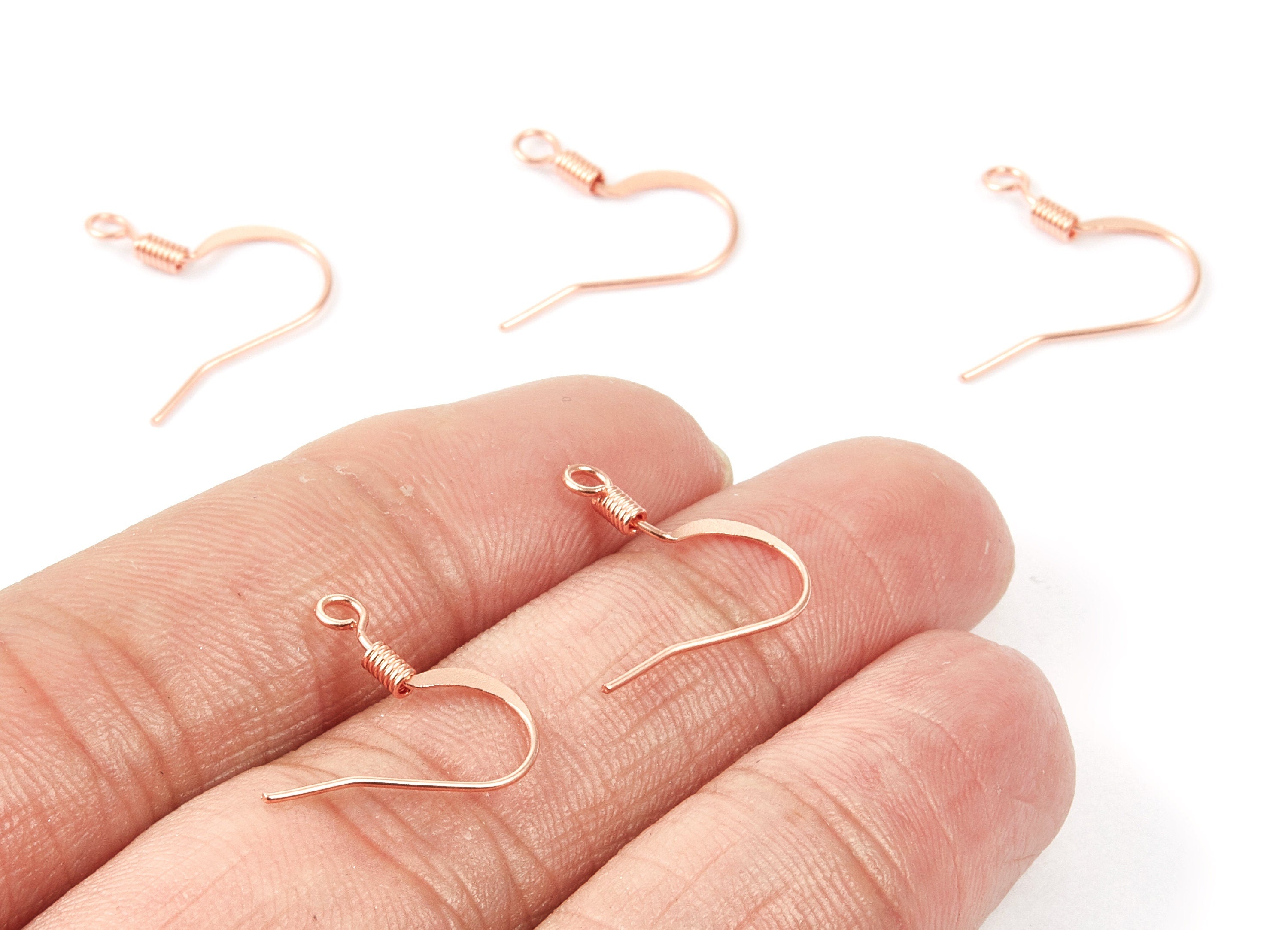 Brass Earring Hook - Rose Tone Plated Brass Ear Wire - Earring Findings - Jewelry Supplies - 17.5x17x2mm - PP1668R - DOMEDBAZAAR