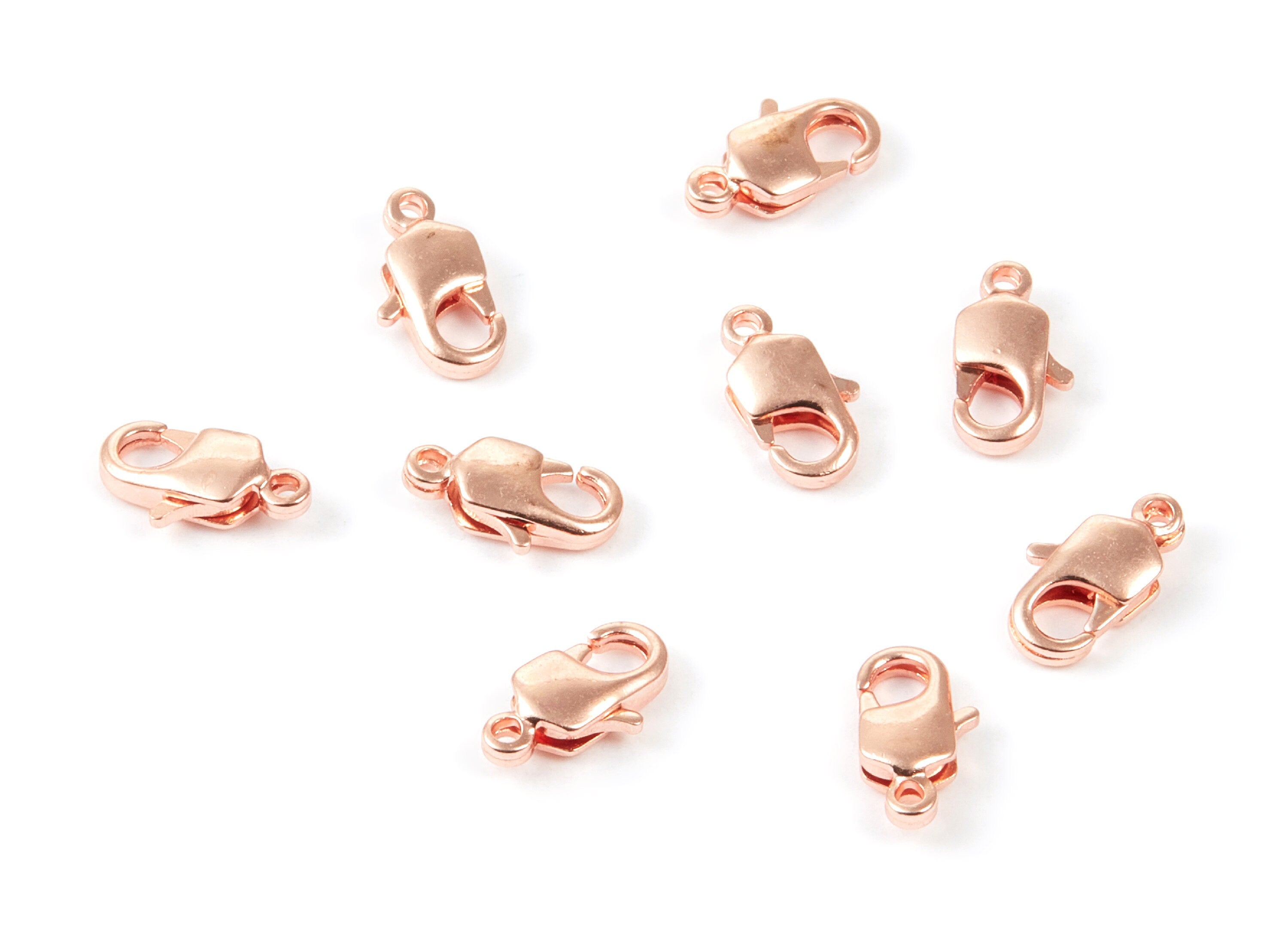 Brass Parrot Clasp - 10mm Rose Tone Plated Brass Lobster Claw Clasps - Jewelry Supplies - 14,23x7,05mm - PP1663R - DOMEDBAZAAR