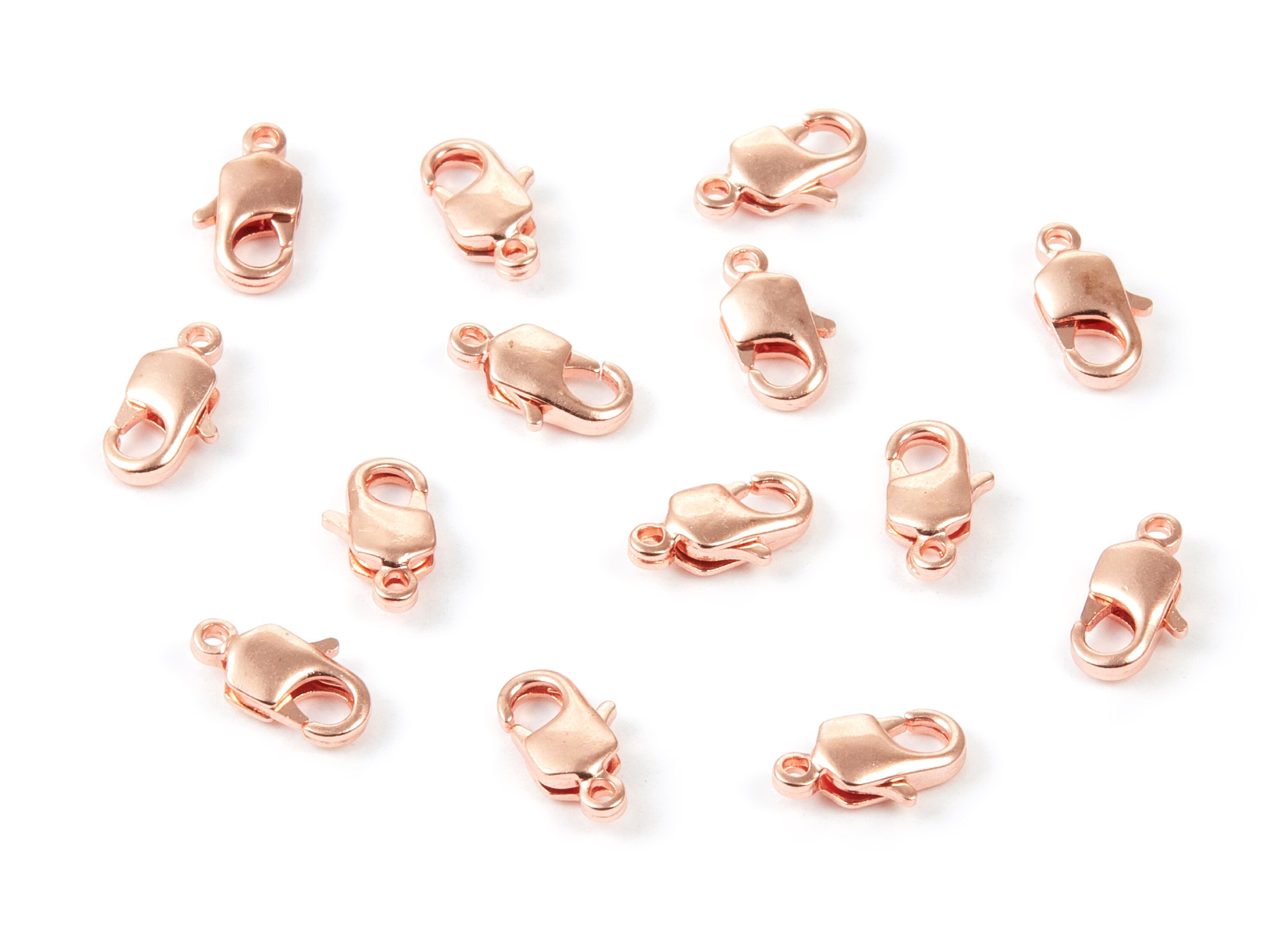 Brass Parrot Clasp - 10mm Rose Tone Plated Brass Lobster Claw Clasps - Jewelry Supplies - 14,23x7,05mm - PP1663R - DOMEDBAZAAR