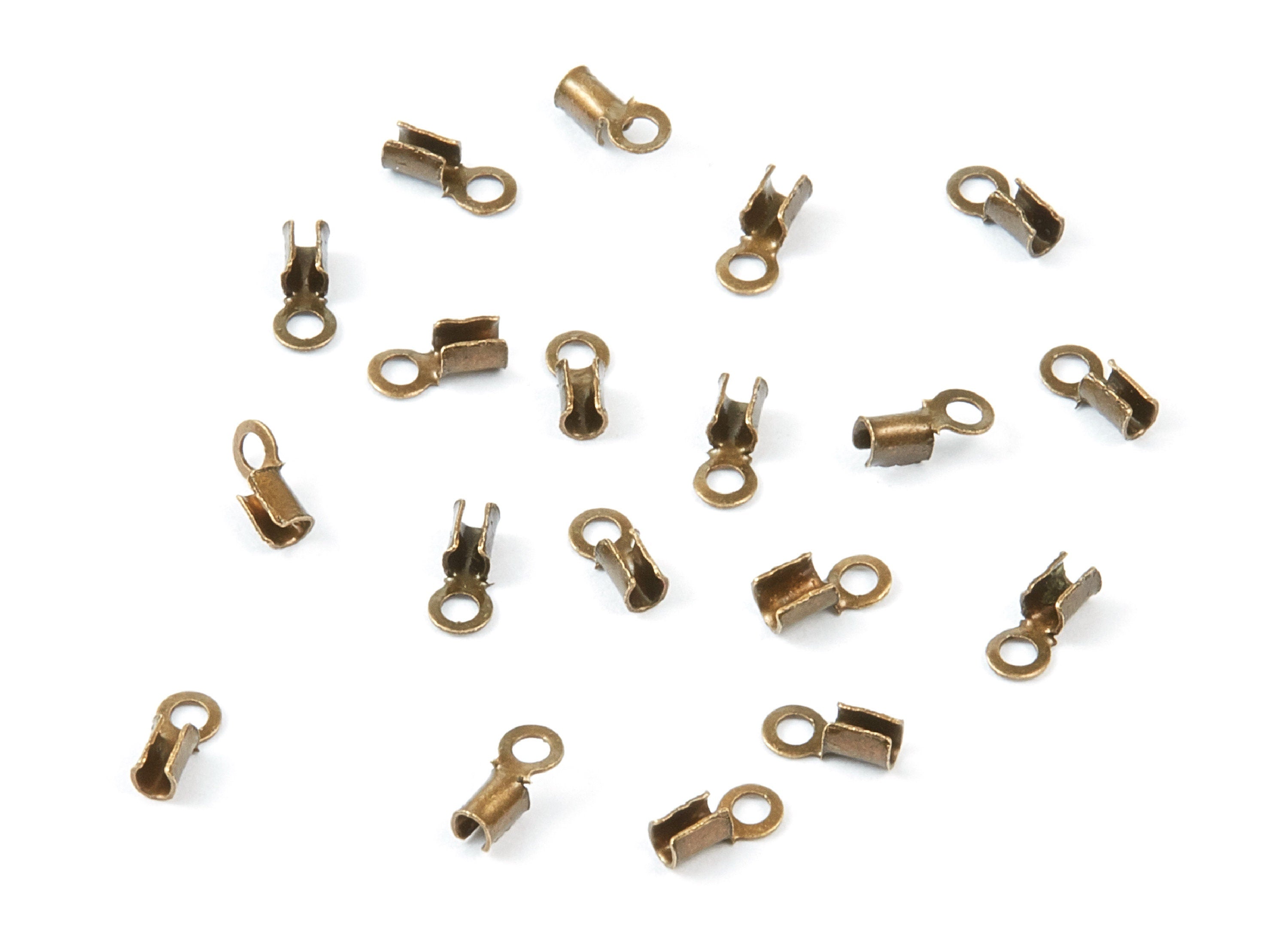 Brass Cord End Clasp - 200Pcs - Antique Bronze Tone Plated Brass Cord End Clasp - Jewelry Supplies - 5.65x2.44mm - PP1719AB - DOMEDBAZAAR