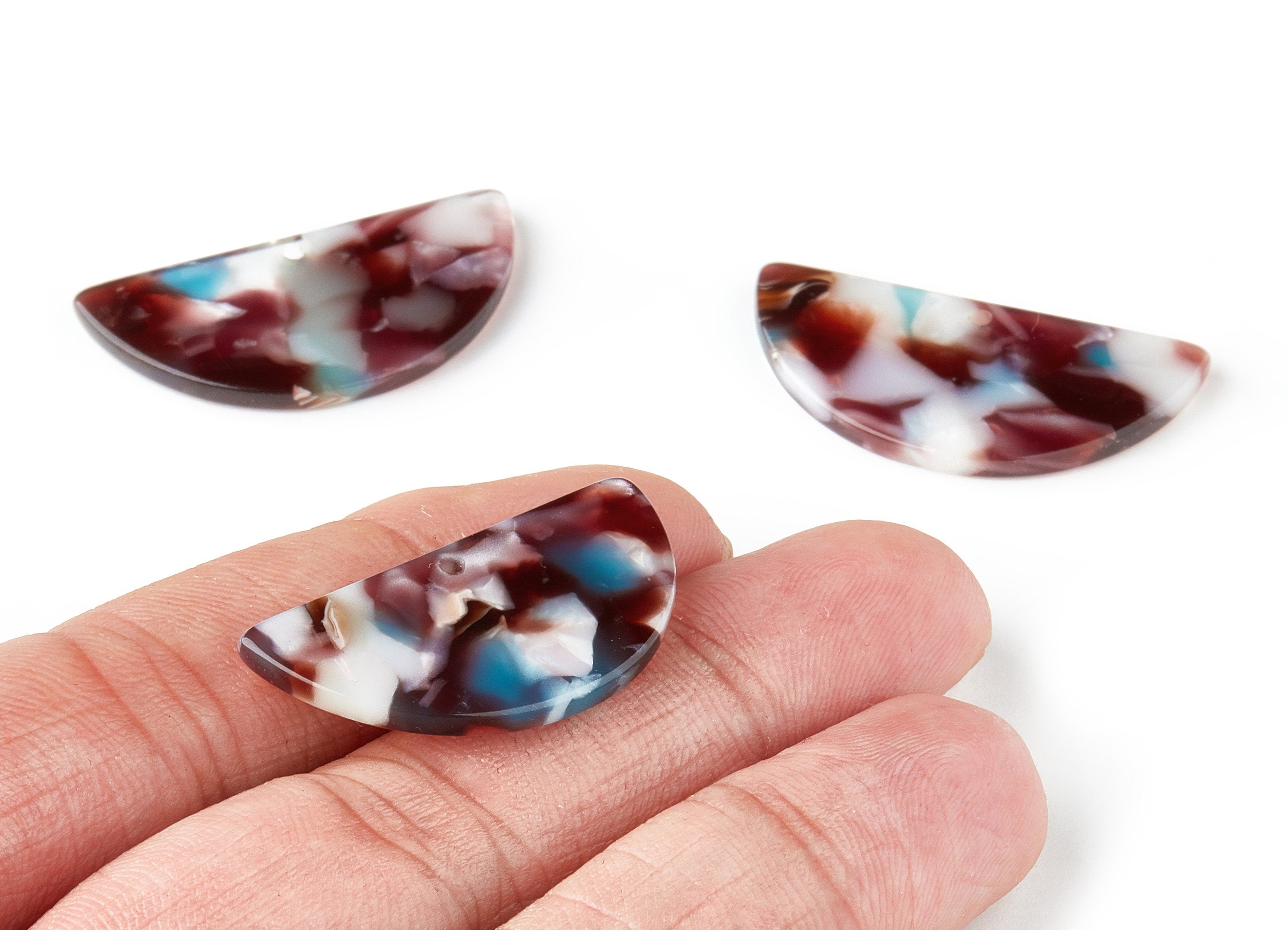 Acetate Semicircle Charms - Semicircle Pendant - Earring Findings - Jewelry Supplies - Color Code:A103 - 33.5x16.65x2.57mm - AC1006S - DOMEDBAZAAR