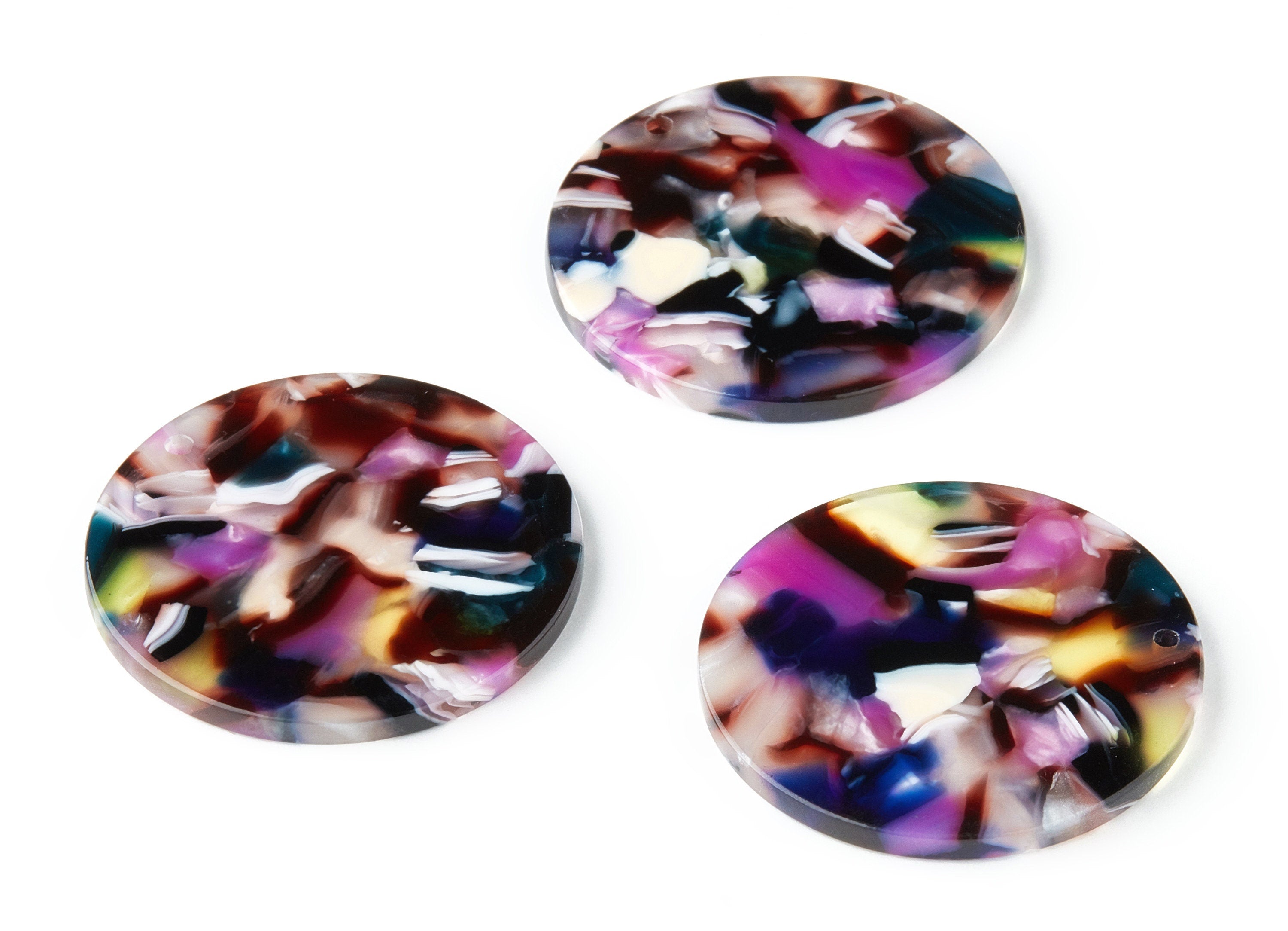 Acetate Round Earring Charms - Acrylic Coin Pendant - Earring Findings - Jewelry Supplies - Color Code: A11 - 34.43x34.43x2.5mm - AC1135R - DOMEDBAZAAR