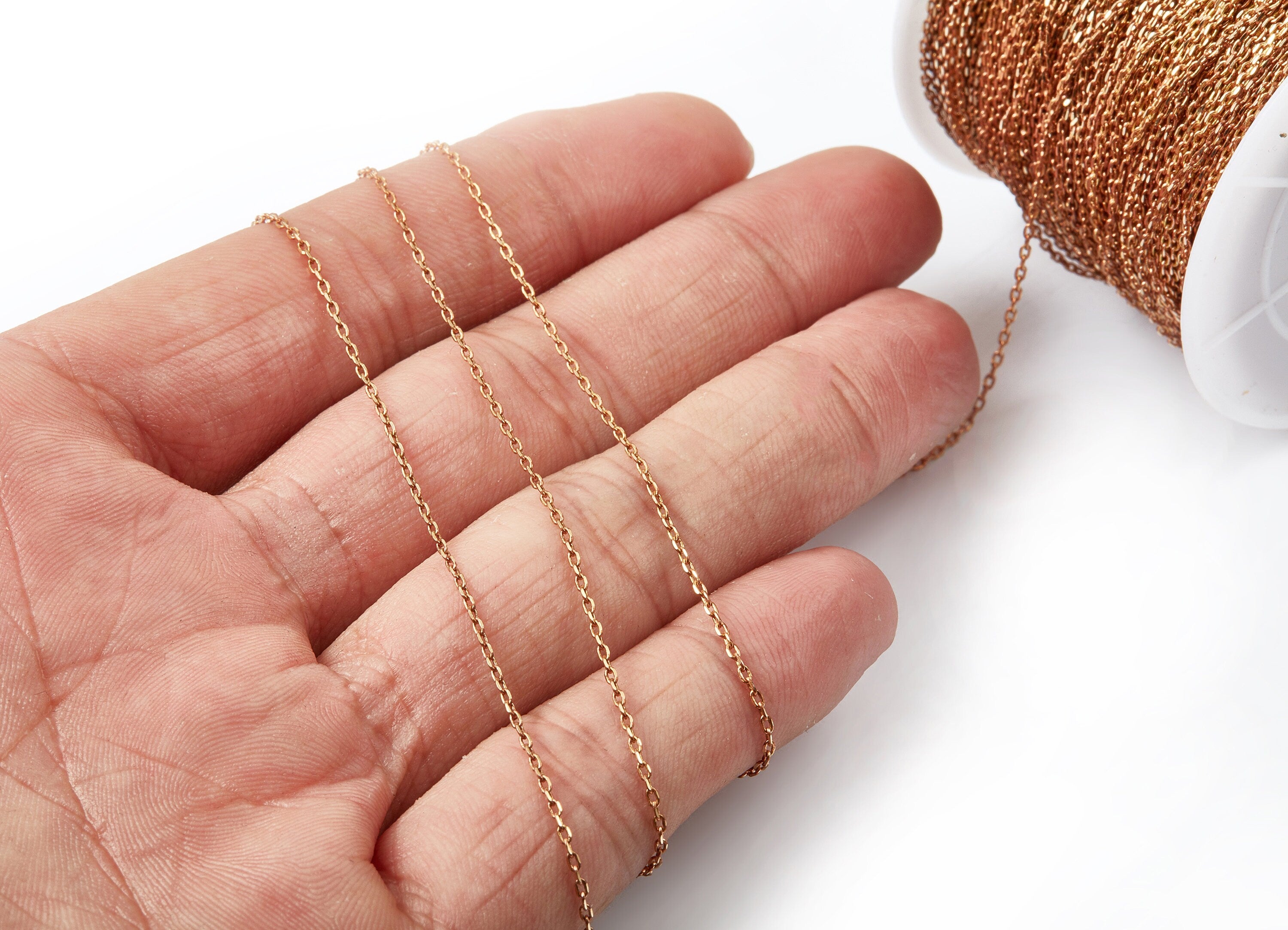 Faceted Soldered Flat Cable Chain - Raw Brass Chain - Solder Tiny Chain - "0.08"" x 0.04"" x 0.01" - CC1064 - DOMEDBAZAAR