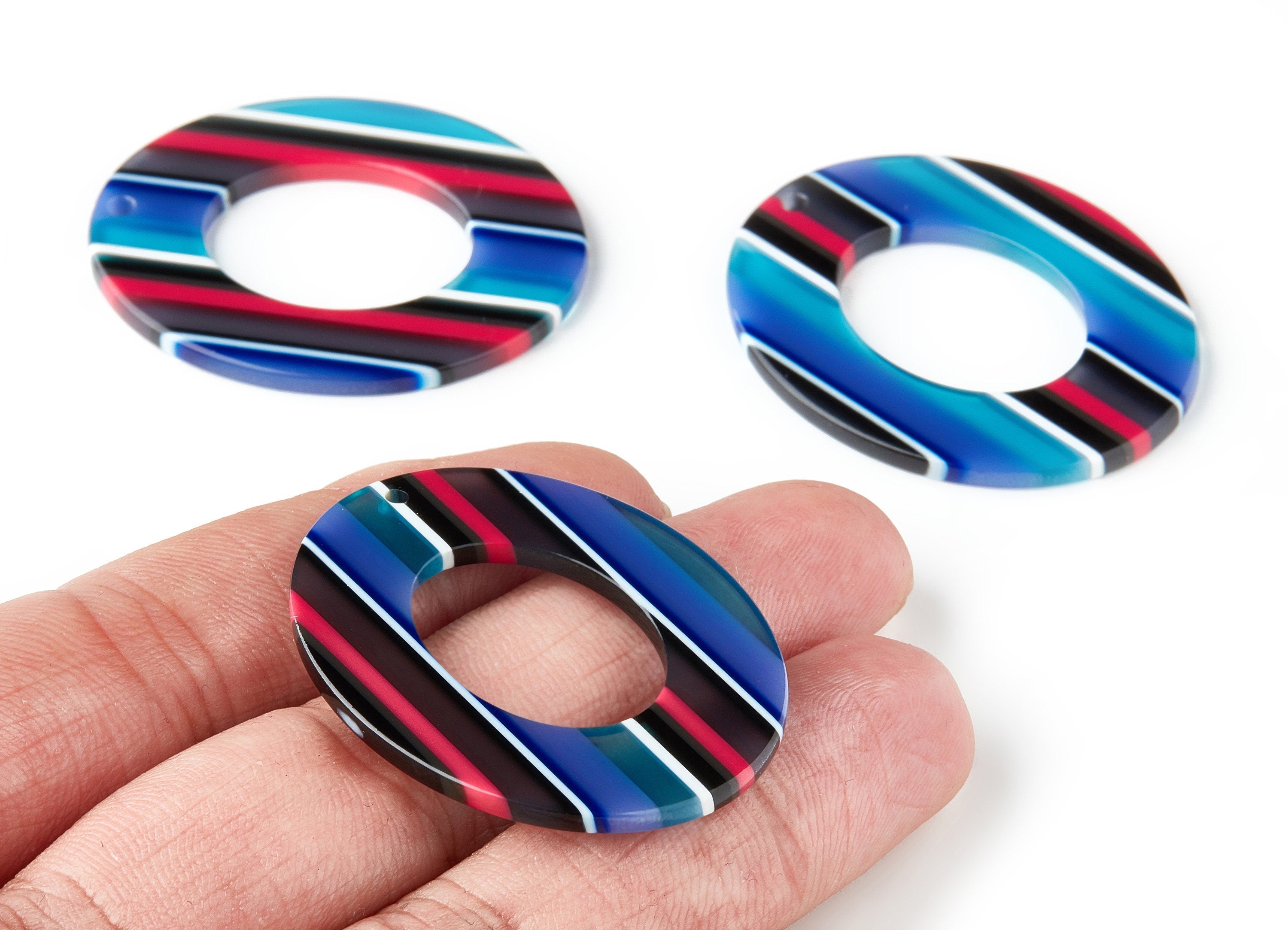 Acetate Oval Earring Charms - Acrylic Oval Pendant - Earring Findings - Jewelry Supplies - Color Code: A146 - 41.9x34.87x2.62mm - AC1202C - DOMEDBAZAAR
