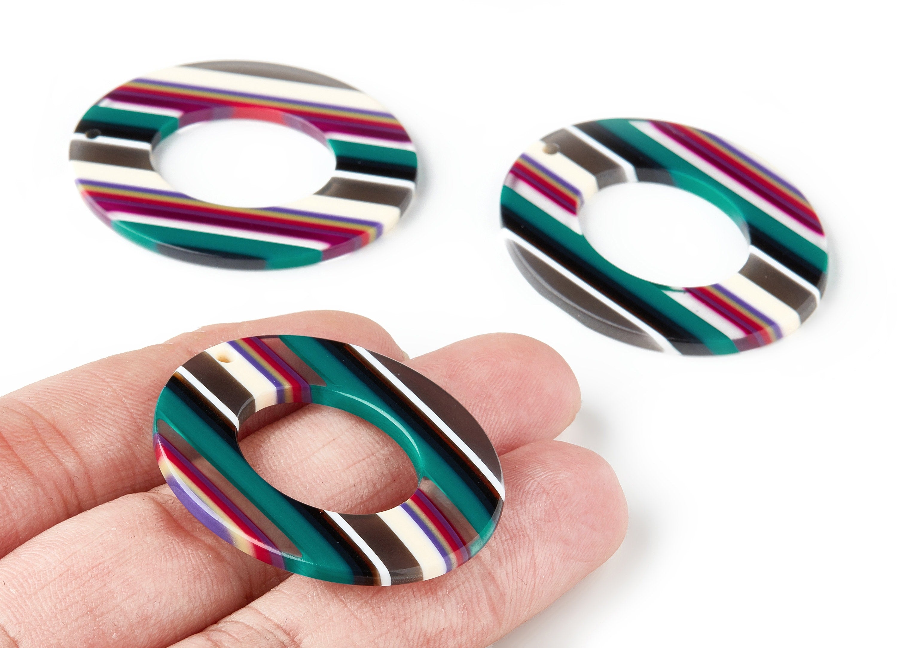 Acetate Oval Earring Charms - Acrylic Oval Pendant - Earring Findings - Jewelry Supplies - Color Code: A148 - 41.9x34.87x2.62mm - AC1202E - DOMEDBAZAAR