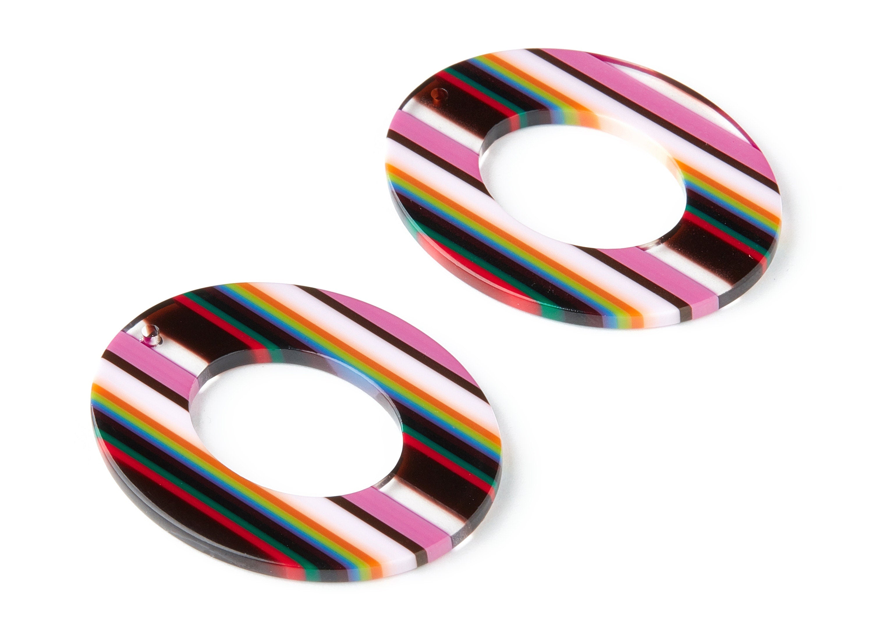 Acetate Oval Earring Charms - Acrylic Oval Pendant - Earring Findings - Jewelry Supplies - Color Code: A137 - 41.9x34.87x2.62mm - AC1202B - DOMEDBAZAAR