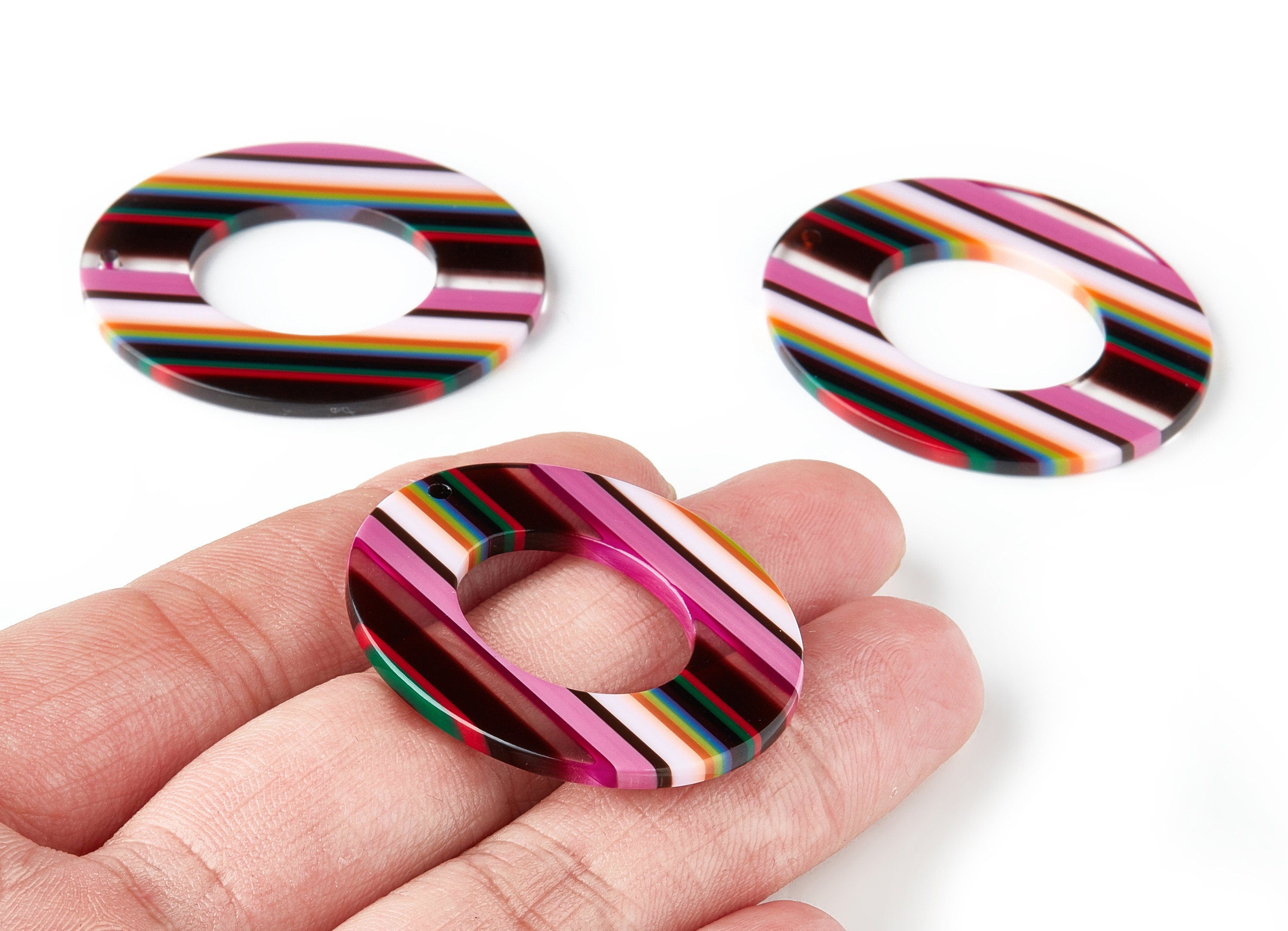 Acetate Oval Earring Charms - Acrylic Oval Pendant - Earring Findings - Jewelry Supplies - Color Code: A137 - 41.9x34.87x2.62mm - AC1202B - DOMEDBAZAAR