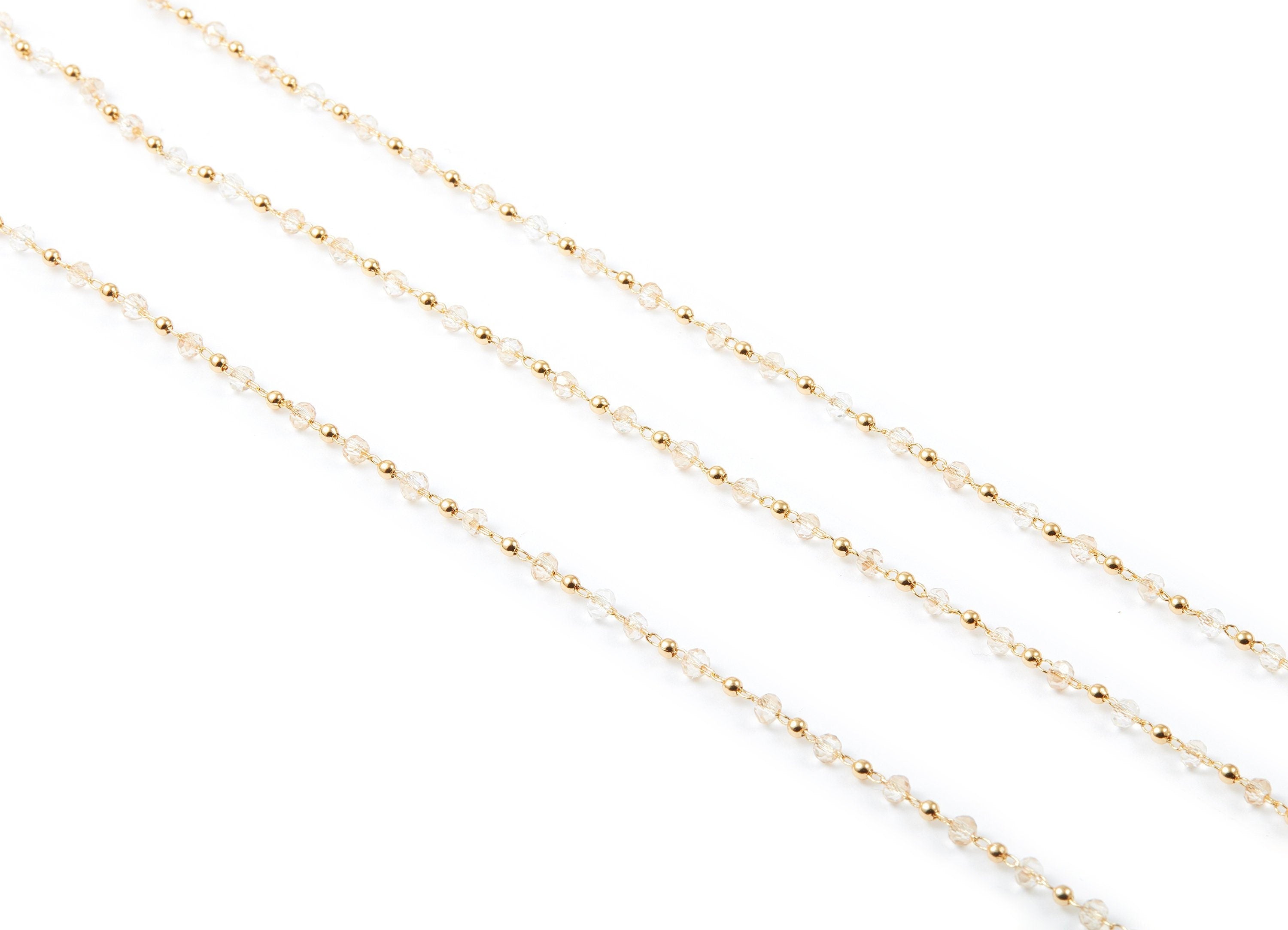 Bead Chain - Ball Satellite Soldered Chain - Brass Cable Chain - 18K Real Gold Plated - Miyuki Bead Chain - 0.12" x 0.08" x 0.01" - RGP1024C - DOMEDBAZAAR