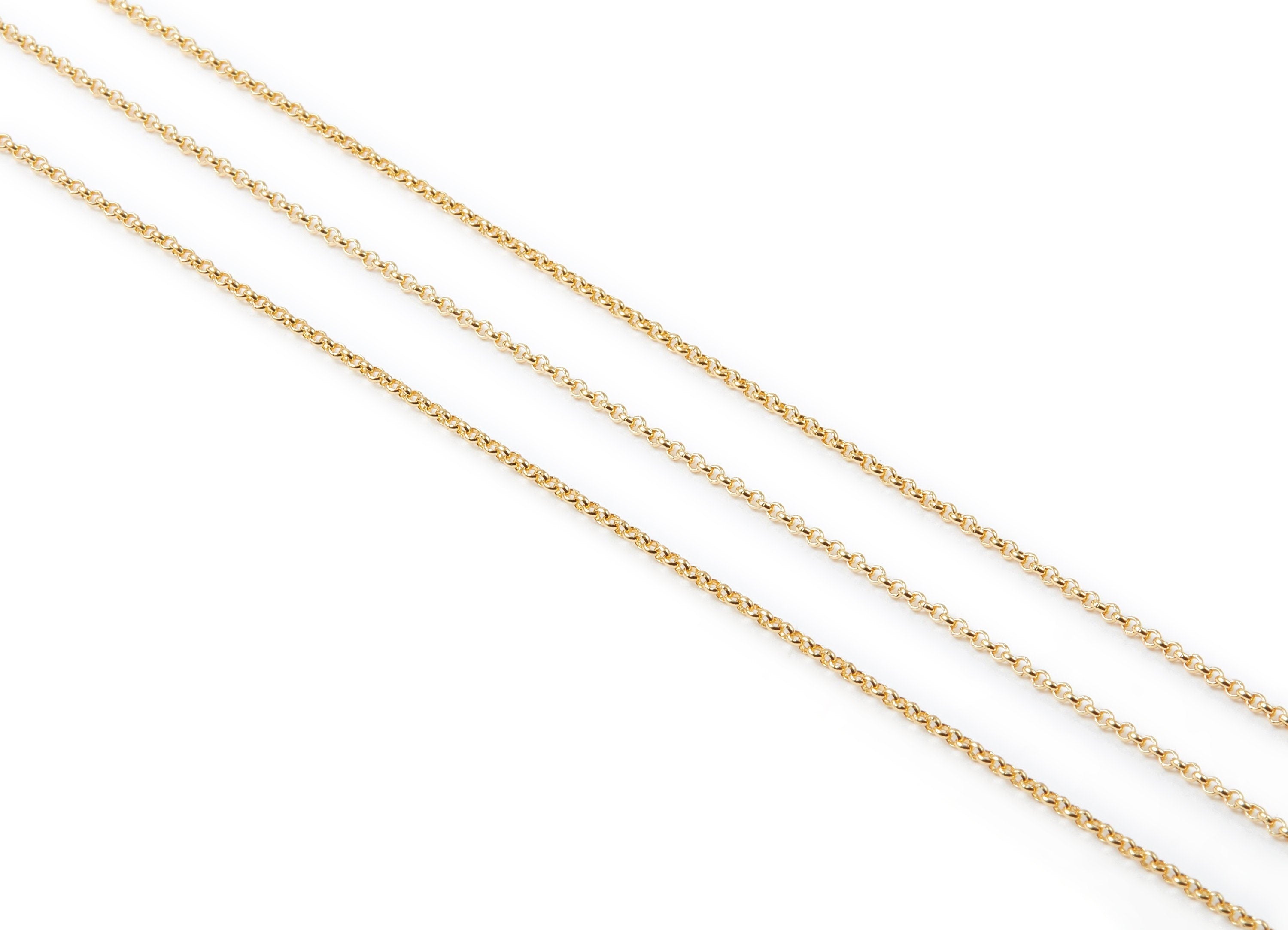 Gold Rolo Chain - 18K Real Gold Plated Brass Chain - Soldered Round Rolo Chain - 0.5" x 0.5" - Jewellery Making - RGP1023 - DOMEDBAZAAR