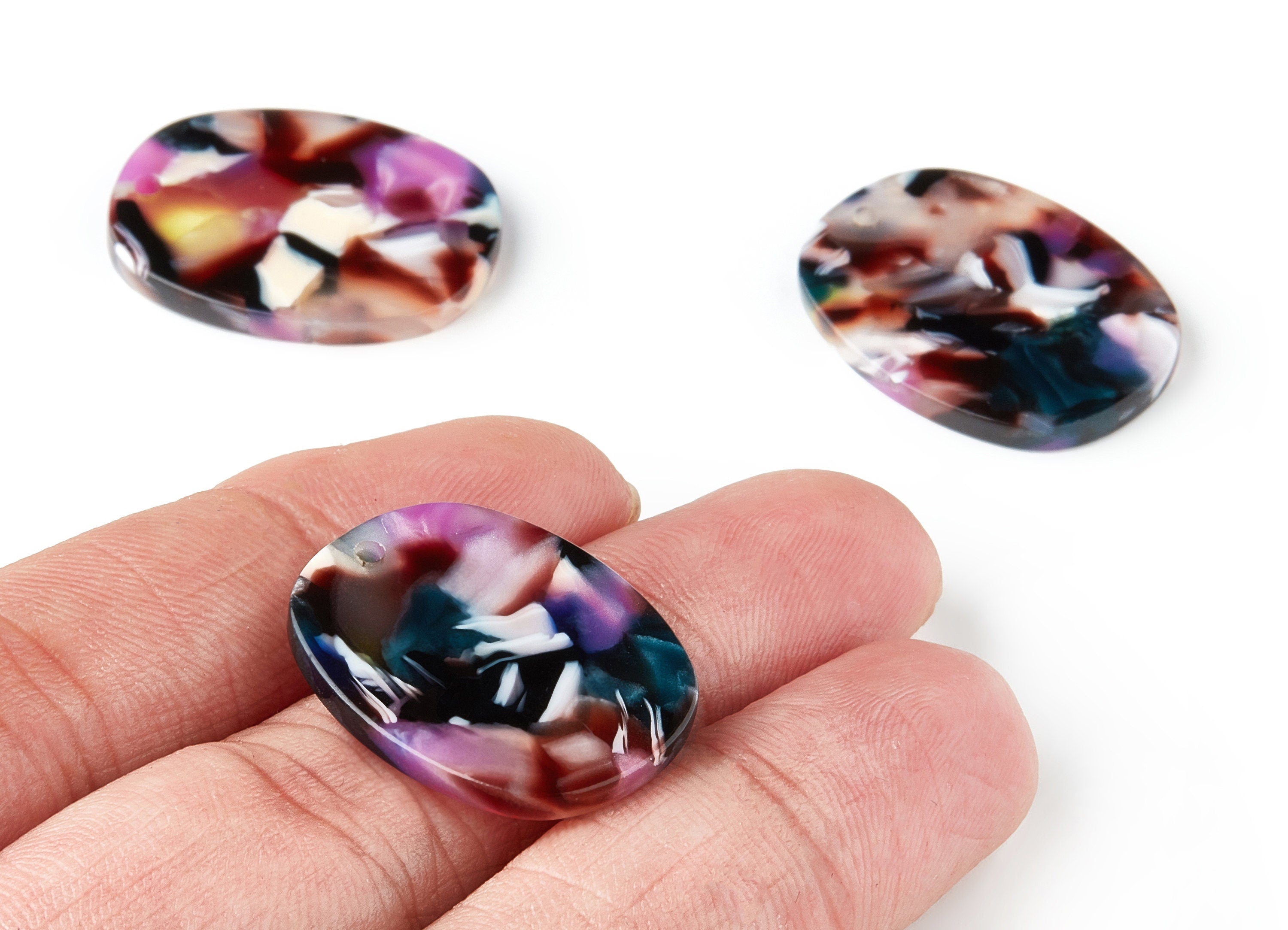 Acetate OvalEarring Charms - Acrylic Oval Pendant - Earring Findings - Jewelry Supplies - Color Code: A11 - 26.75x20.7x2.65mm - AC1158L - DOMEDBAZAAR