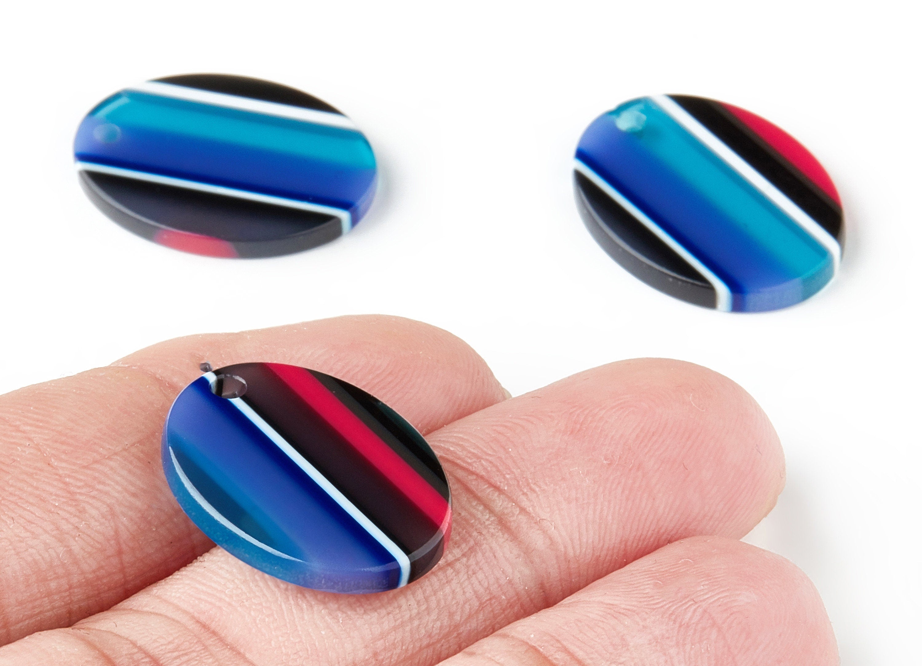 Acetate Oval Earring Charms - Oval Shaped Pendant - Earring Findings - Jewelry Supplies - Color Code: A146 - 21.74x16.8x2.57mm - AC1302C - DOMEDBAZAAR