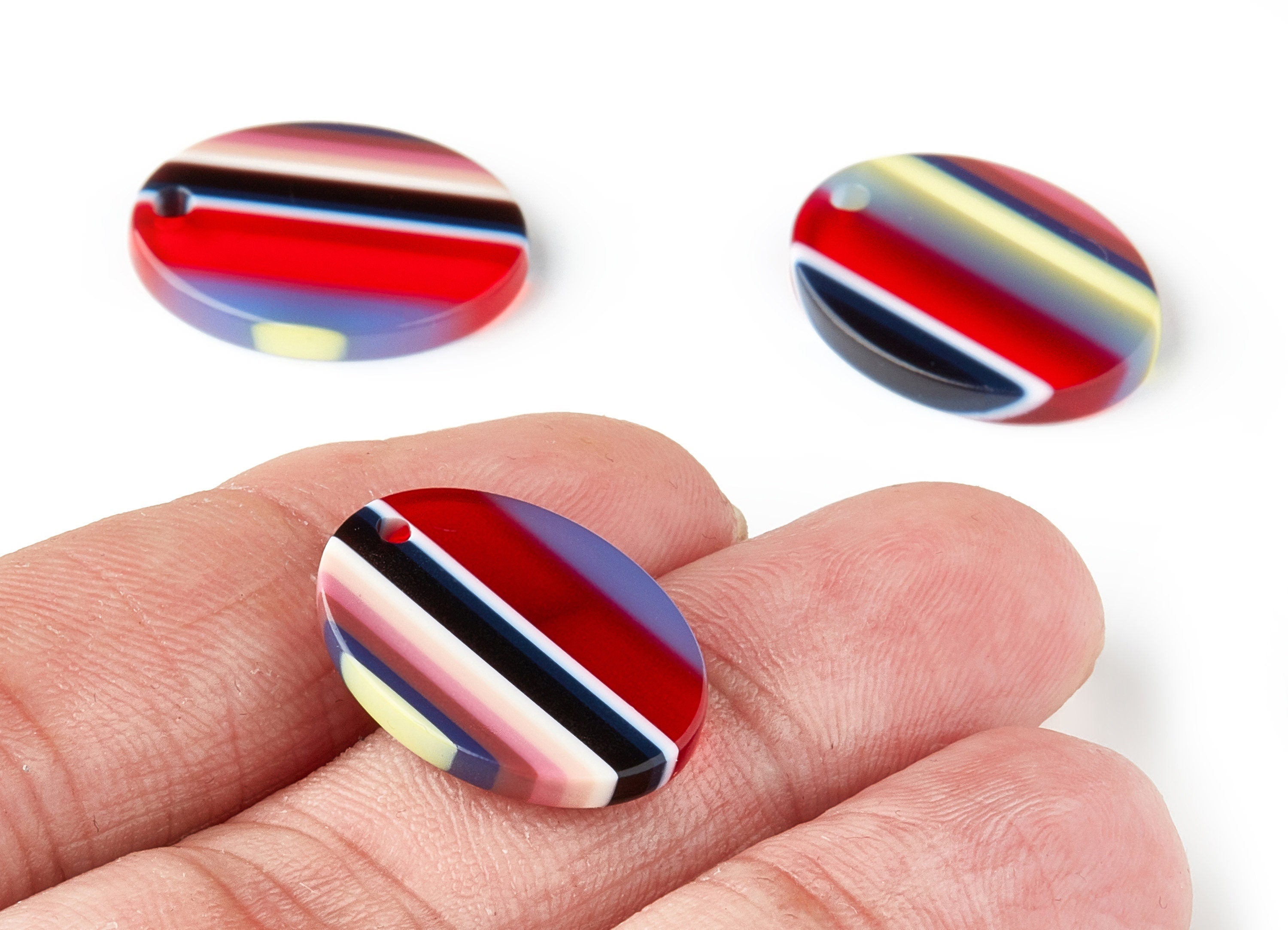 Acetate Oval Earring Charms - Oval Shaped Pendant - Earring Findings - Jewelry Supplies - Color Code: A147 - 21.74x16.8x2.57mm - AC1302D - DOMEDBAZAAR