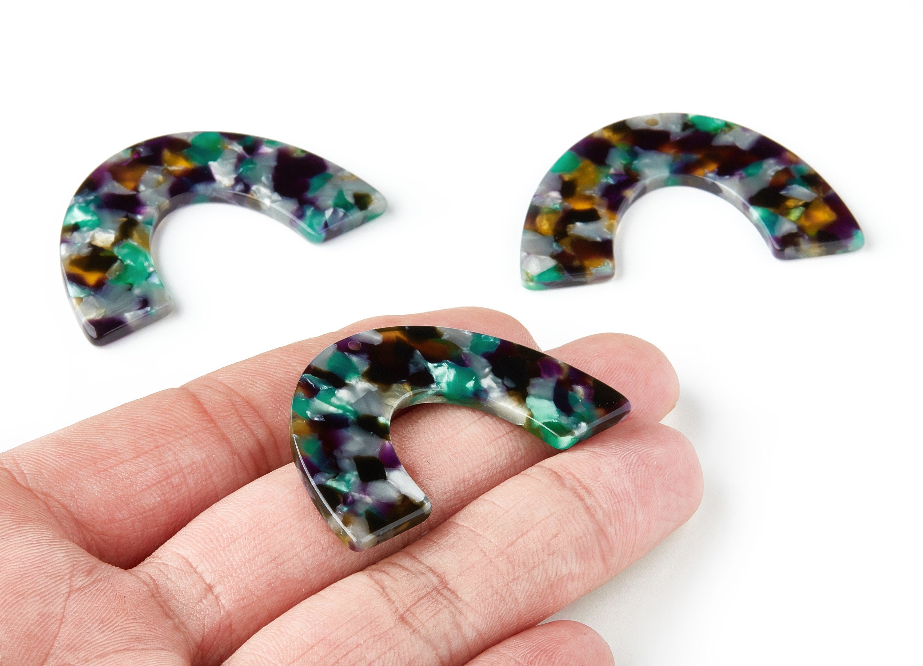 Acetate Large Arch Earring Charms - U Shaped Pendant - Earring Findings - Jewelry Supplies - Color Code: A50 - 47.7x29.87x2.6mm - AC1095AC - DOMEDBAZAAR
