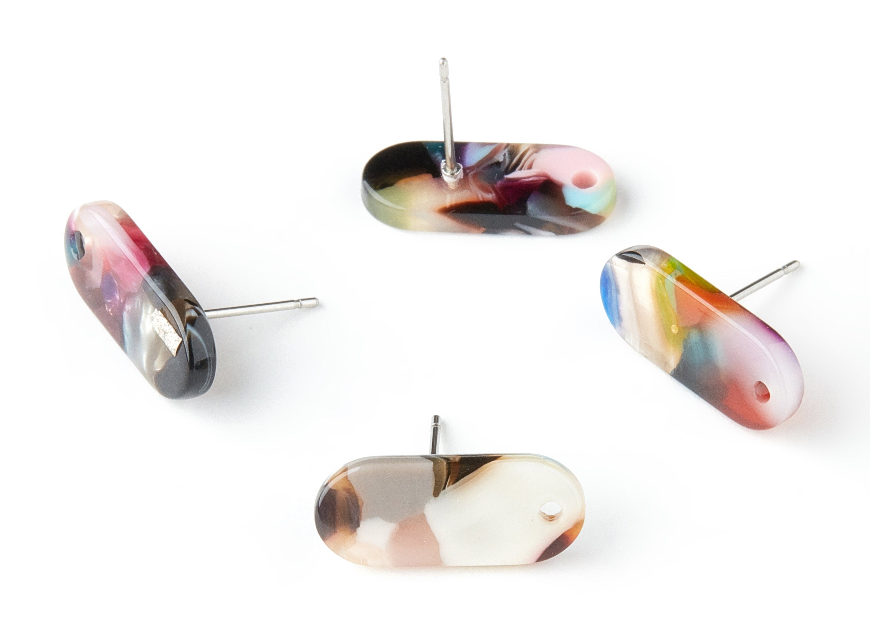 Acetate Oval Earring Stud - Acrylic Oval Earring Post - Earring Post - Jewelry Supplies - Color Code: A60 - 18.78x7.85x2.7mm - AC1276CC - DOMEDBAZAAR