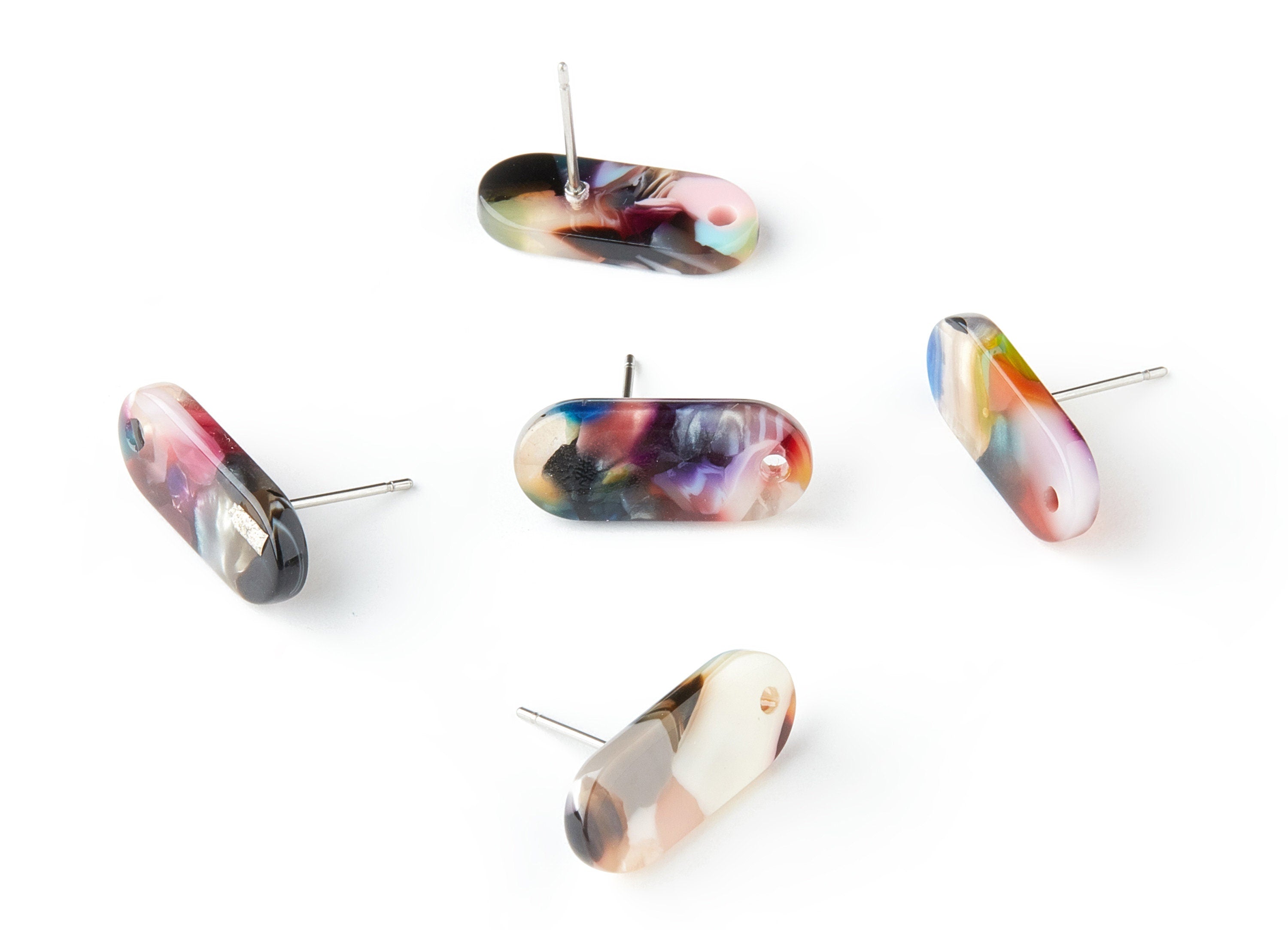 Acetate Oval Earring Stud - Acrylic Oval Earring Post - Earring Post - Jewelry Supplies - Color Code: A60 - 18.78x7.85x2.7mm - AC1276CC - DOMEDBAZAAR