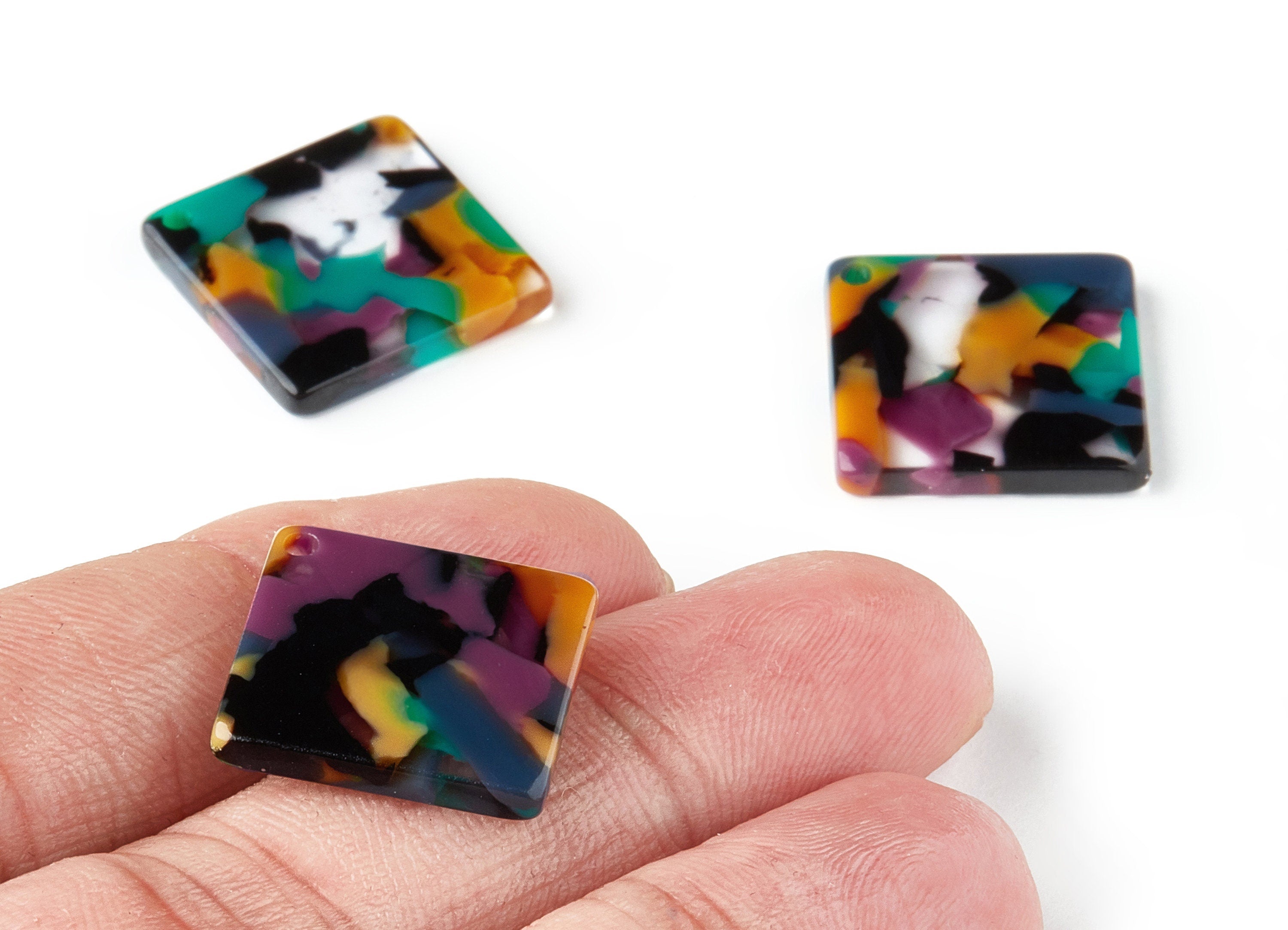 Acetate Square Charms - Square Earings and Pendant - Earring Findings - Jewelry Supplies - Color Code: A25 - 17.8x17.8x2.6mm - AC1078H - DOMEDBAZAAR