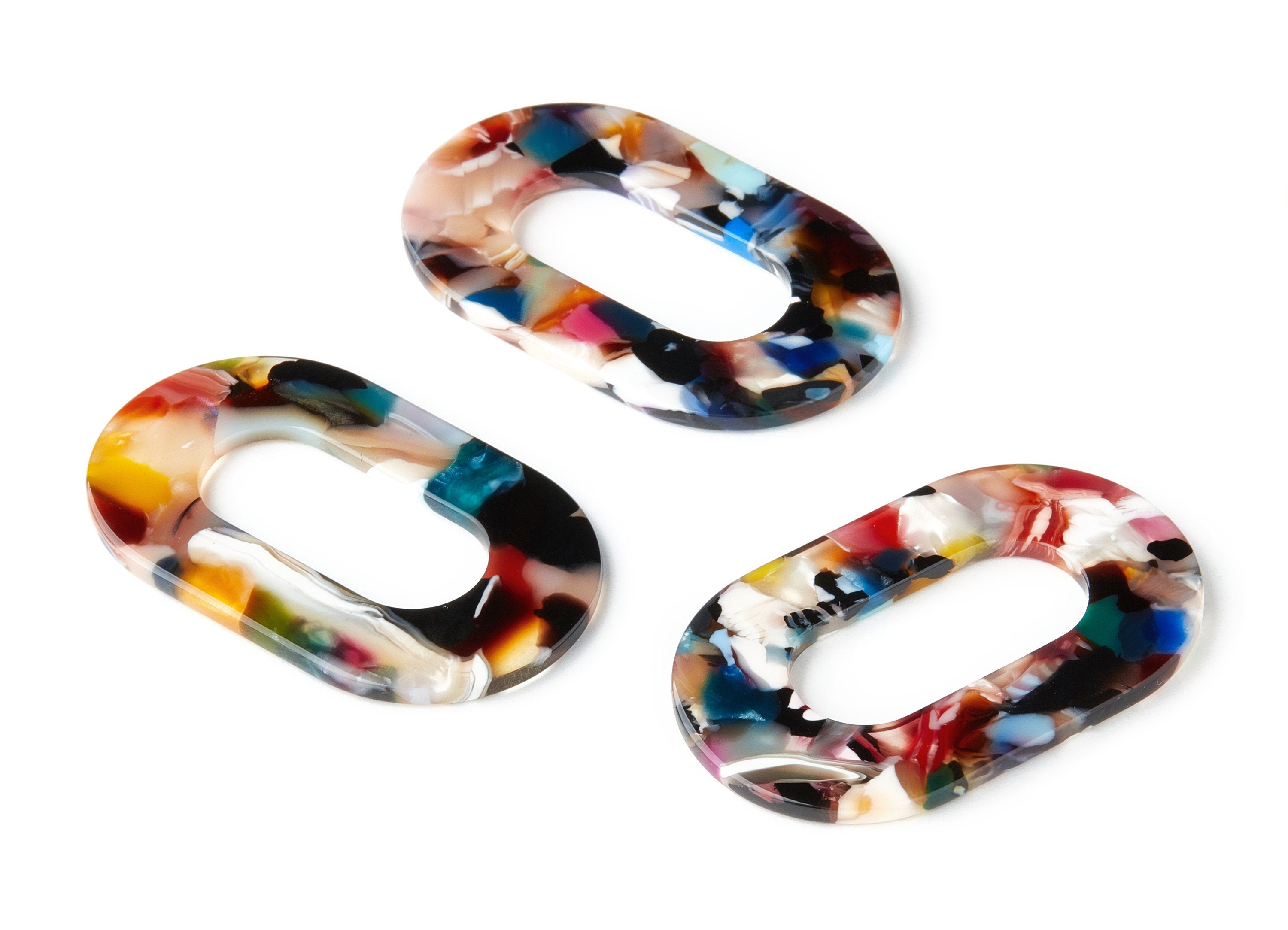 Acetate Oval Earring Charms - Acrylic Oval Pendant - Earring Findings - Jewelry Supplies - Color Code: A60 - 46.89x29.3x2.63mm - AC1149C - DOMEDBAZAAR