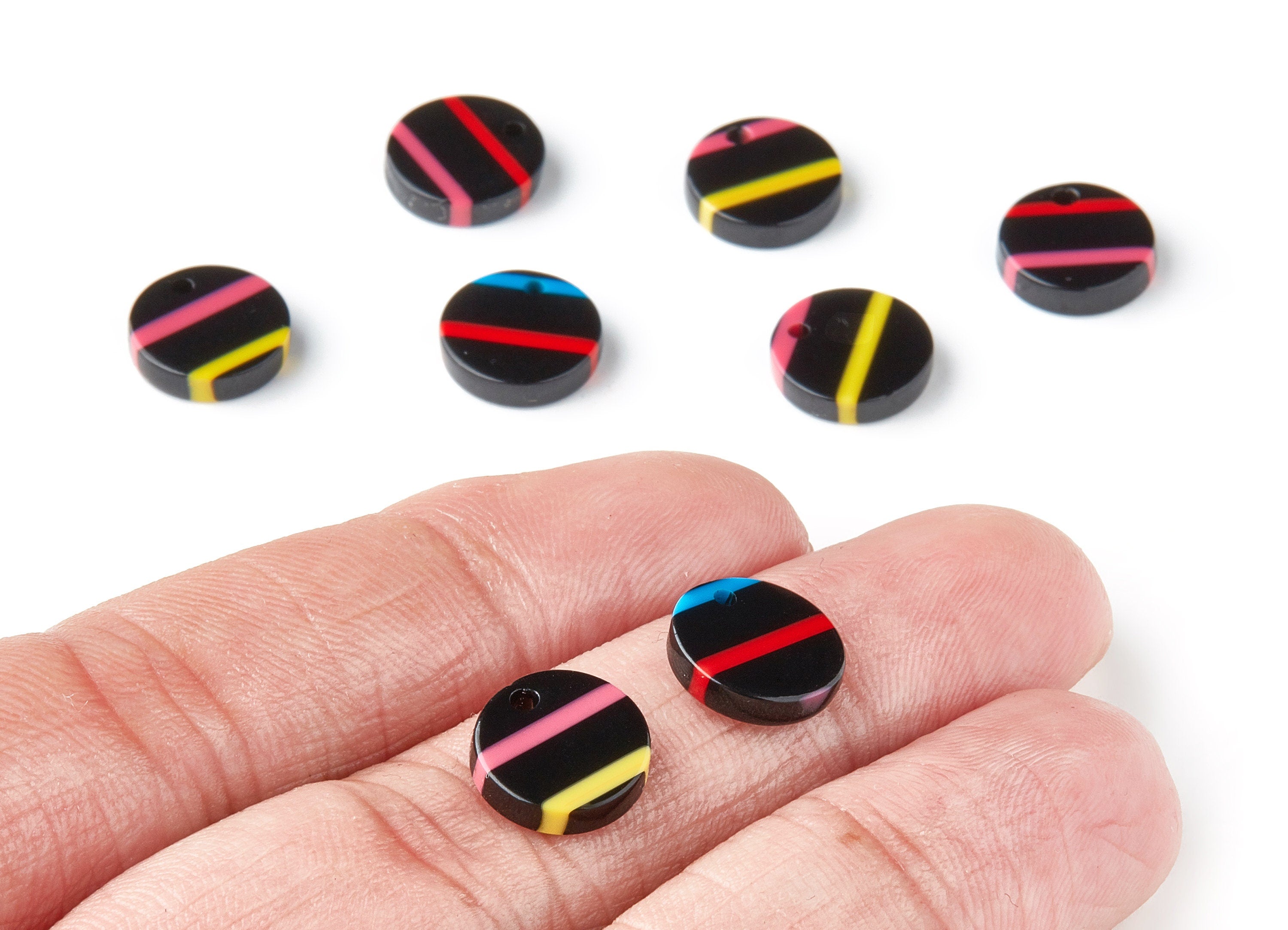 Acetate Round Earring Charms - Circle Shaped Pendant - Earring Findings - Jewellery Supplies - Color Code: A141 - 10.8x10.8x2.72mm - AC1161F - DOMEDBAZAAR