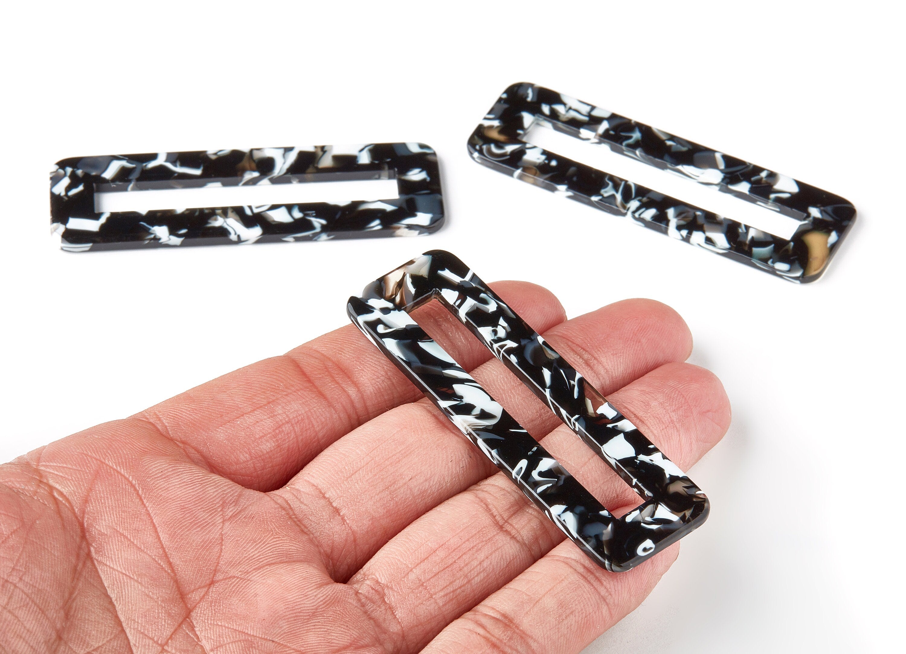 Acetate Hair Clip Charms - Rectangle Hair Barrette - Jewelry Supplys - Color Code:A247 - 67.8x21.7x2.5mm - AC1547-A247 - DOMEDBAZAAR