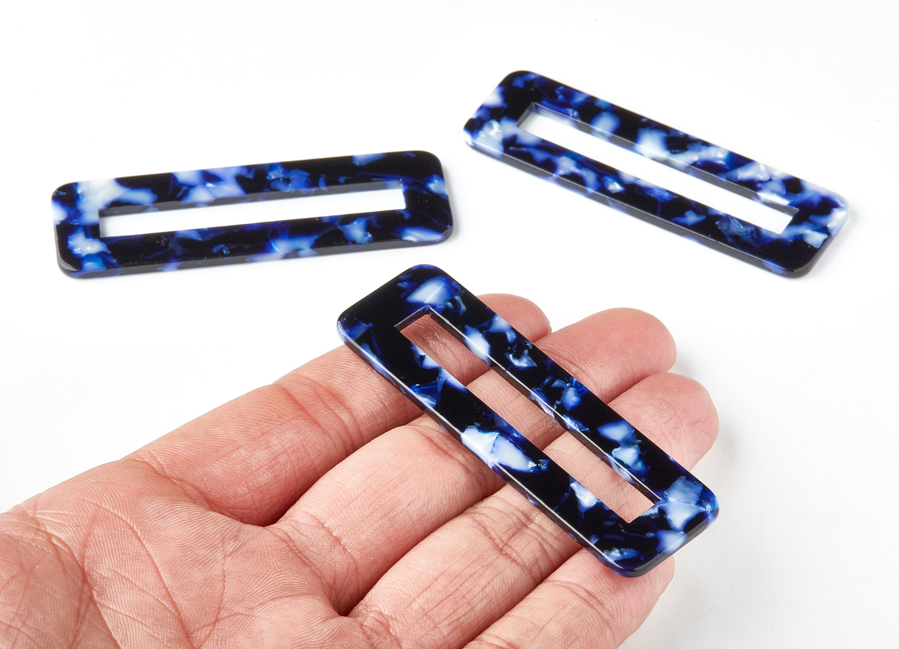 Acetate Hair Clip Charms - Rectangle Hair Barrette - Jewelry Supplys - Color Code:A246 - 67.8x21.7x2.5mm - AC1547-A246 - DOMEDBAZAAR