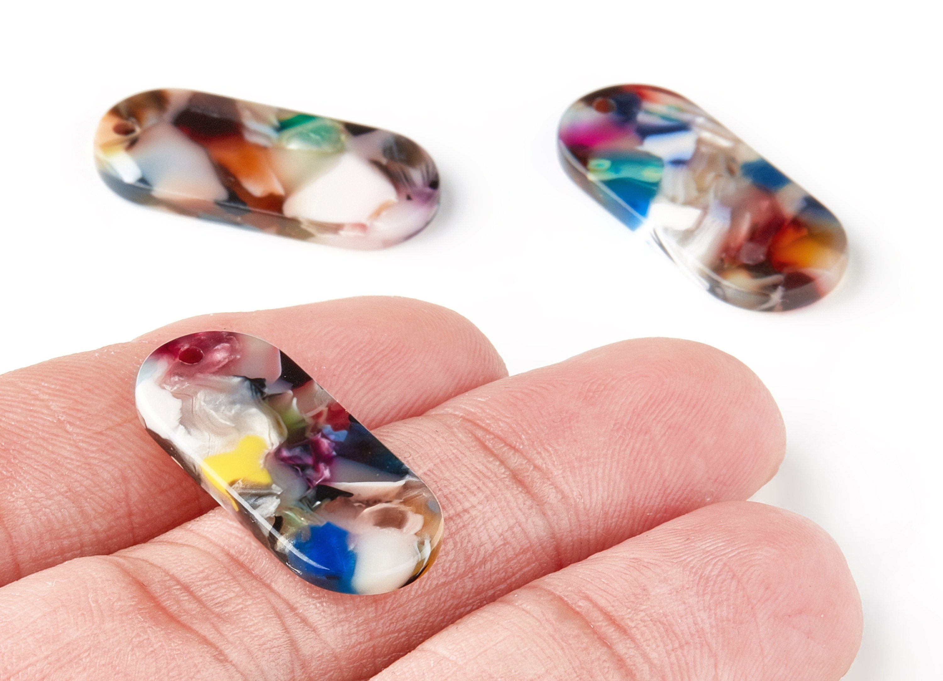 Acetate Oval Earring Charms - Oval Shaped Pendant - Earring Findings - Jewelry Supplies - Color Code: A60 - 26.6x11.7x2.65mm - AC1209C - DOMEDBAZAAR