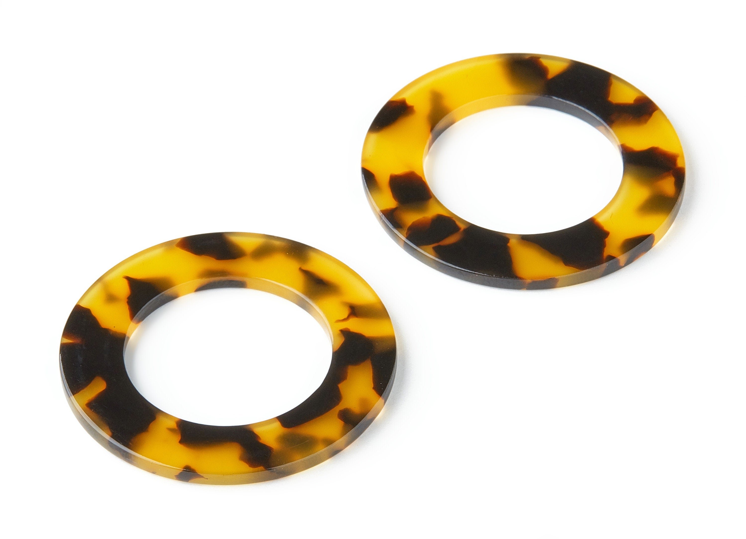 Acetate Circle Charms - Tortoise Shell Earrings - Circle Pendant - Jewelry Making Supplies - Color Code: A02 - 39.8x39.8x2.54mm - AC1070A2 - DOMEDBAZAAR