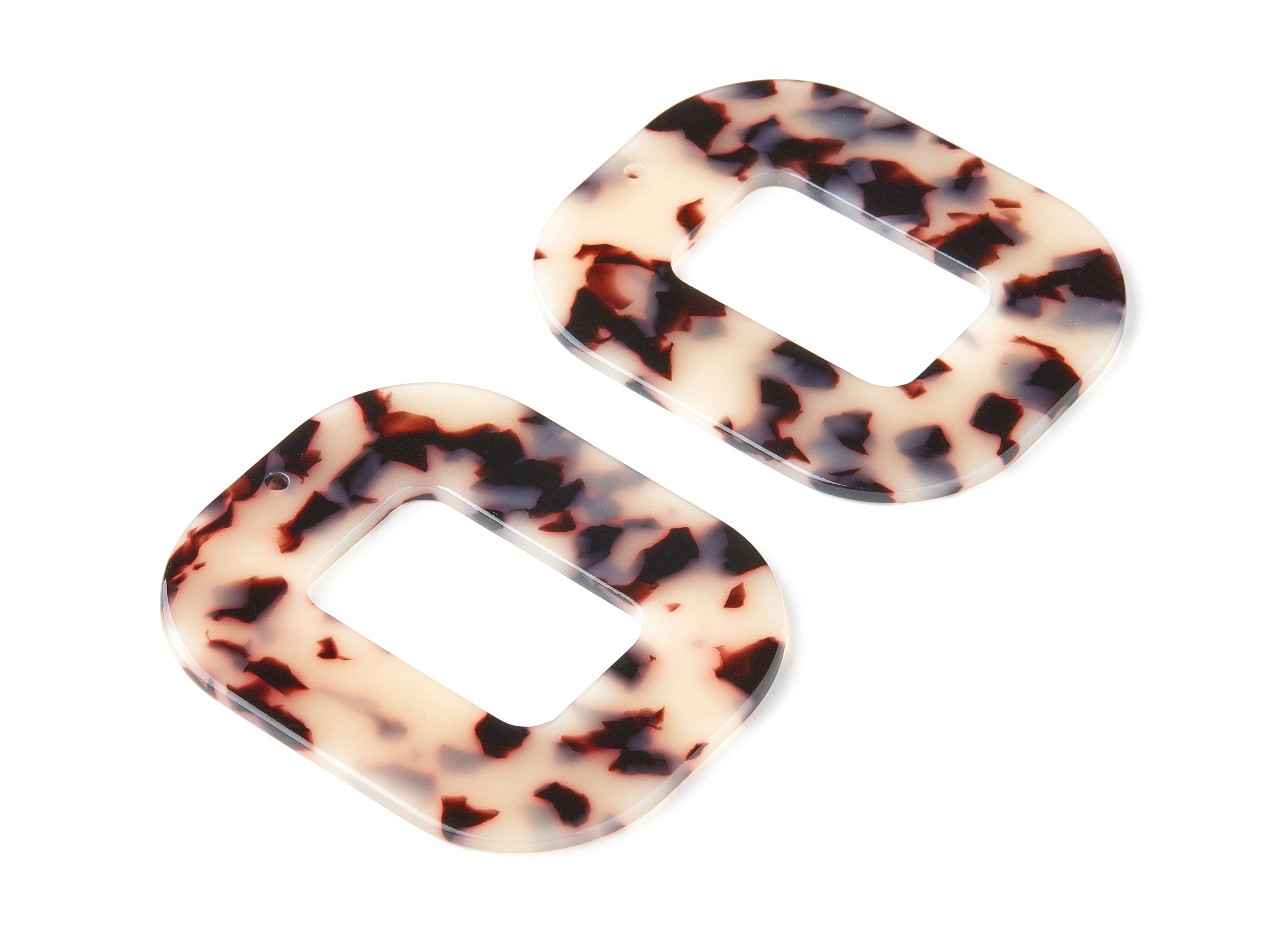 Acetate Acrylic Earring Charms - Blonde Tortoise Shell Earrings - Big Rectangle pendant - Color Code: A07 - 59.2x49.2x2.5mm - AC1092B - DOMEDBAZAAR