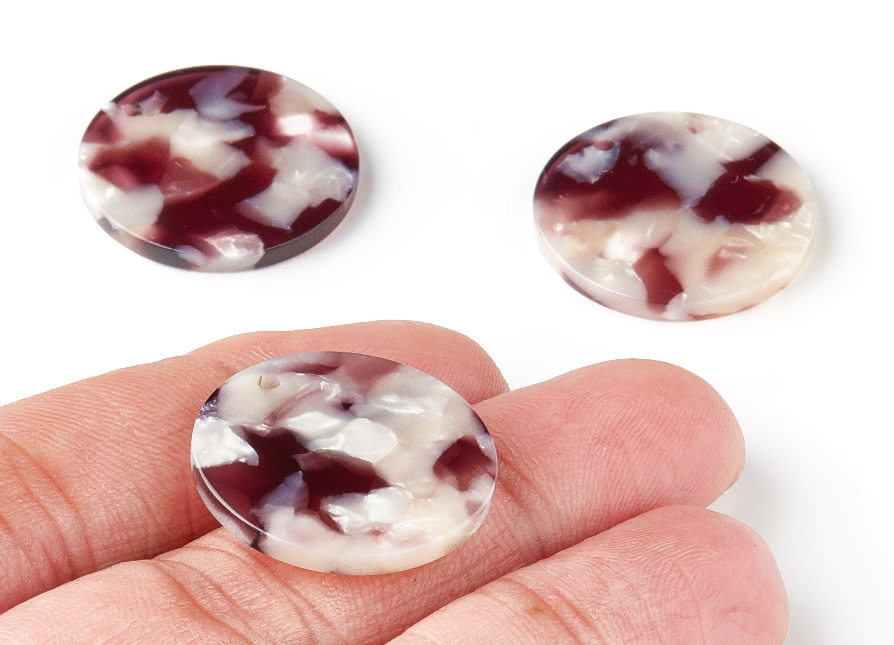 Acetate Round Charms - Coin Earrings and Pendant - Earring Findings - Jewelry Supplies - Color Code:A42 - 23.22x23.22x2.55mm - AC1076O - DOMEDBAZAAR