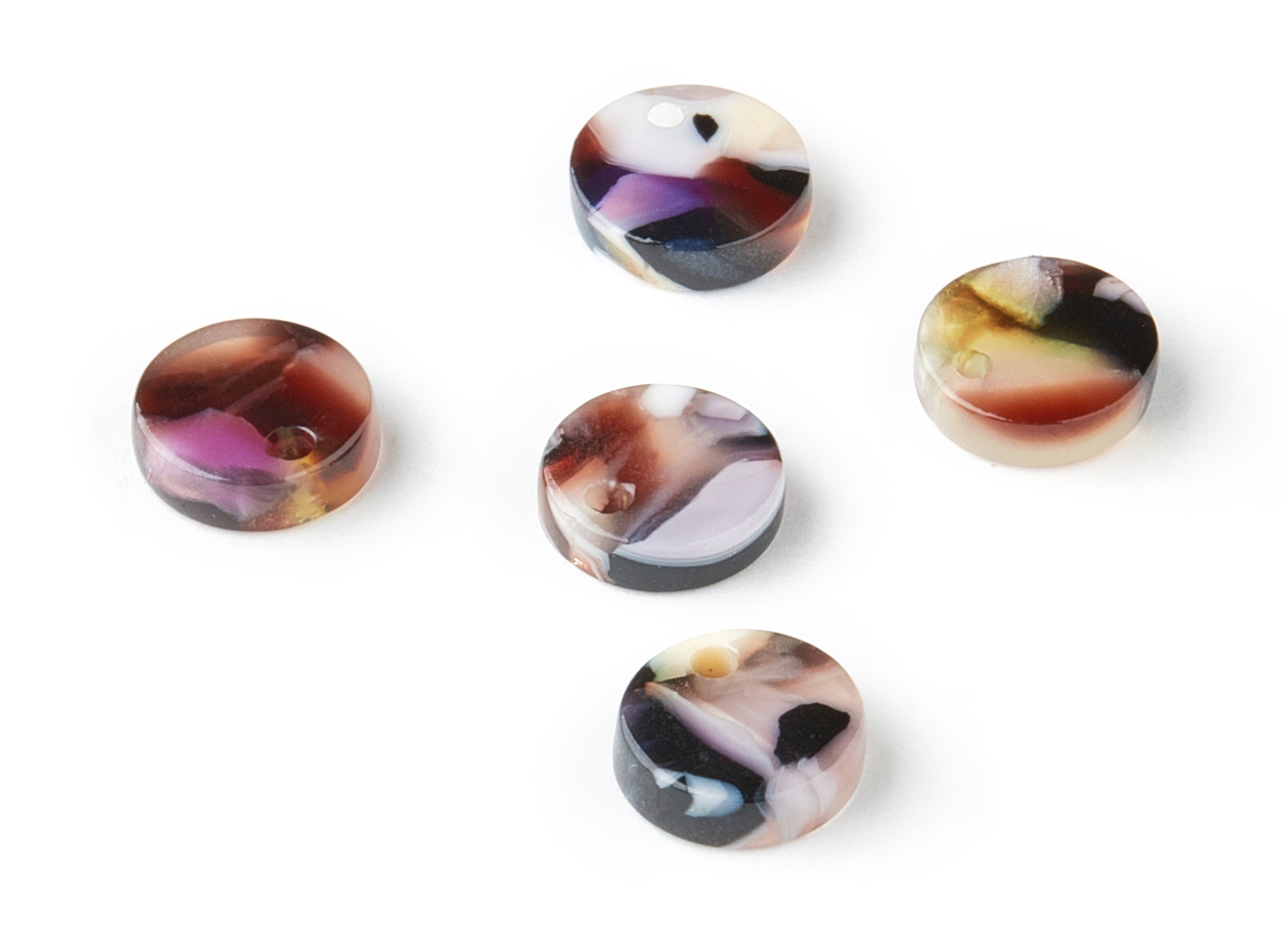 Acetate Round Earring Charms - Acrylic Coin Pendant - Earring Findings - Jewelry Supplies - Color Code:A11 - 8.82x8.82x2.7mm - AC1116-A11 - DOMEDBAZAAR