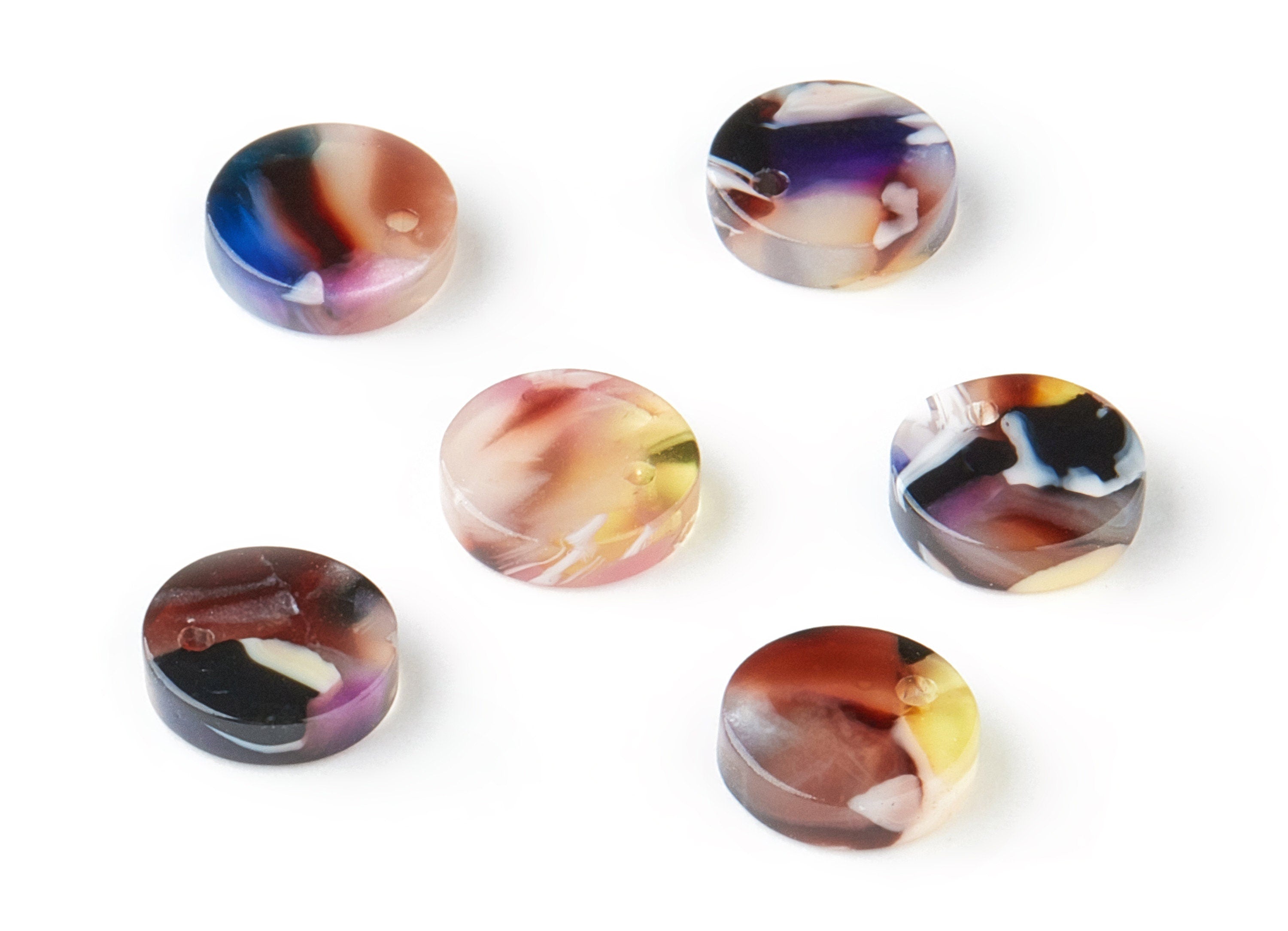 Acetate Round Earring Charms - Acrylic Coin Pendant - Earring Findings - Jewelry Supplies Color Code:A11 - 9.19x9.19x2.7mm - AC1151-A11 - DOMEDBAZAAR