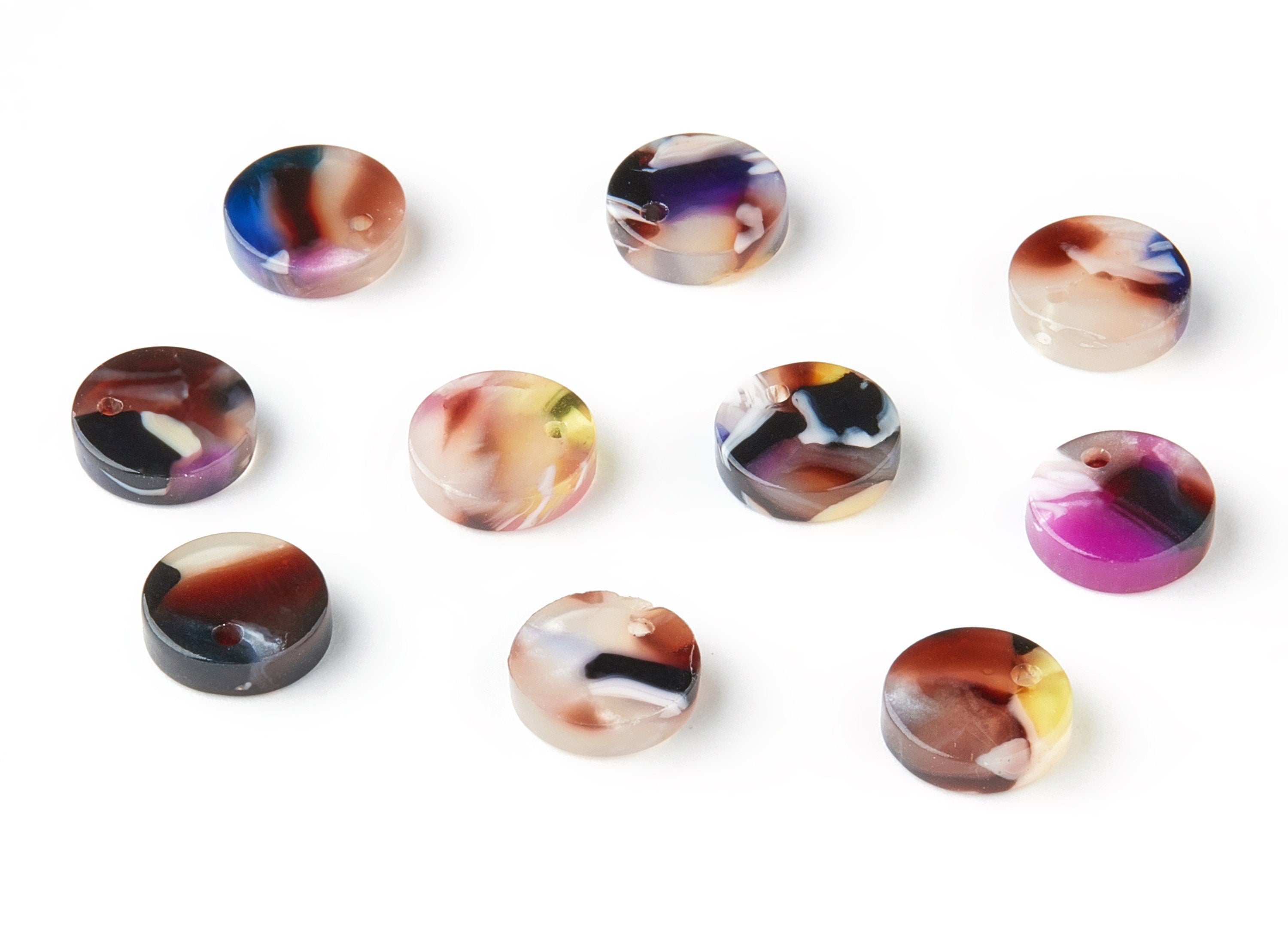 Acetate Round Earring Charms - Acrylic Coin Pendant - Earring Findings - Jewelry Supplies Color Code:A11 - 9.19x9.19x2.7mm - AC1151-A11 - DOMEDBAZAAR