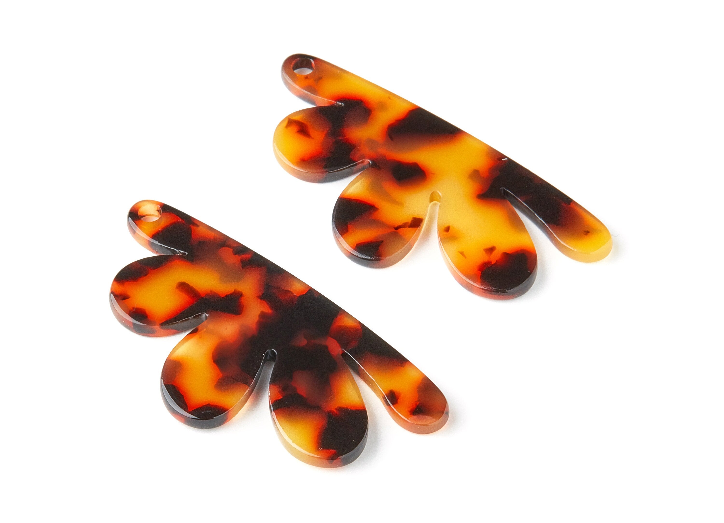Acetate Acrylic Earring Charms - Tortoise Shell Earrings - Flower Pendant - Jewelry Supplies - Color Code: A01 - 54.4x27.3x2.53mm - AC1090L - DOMEDBAZAAR