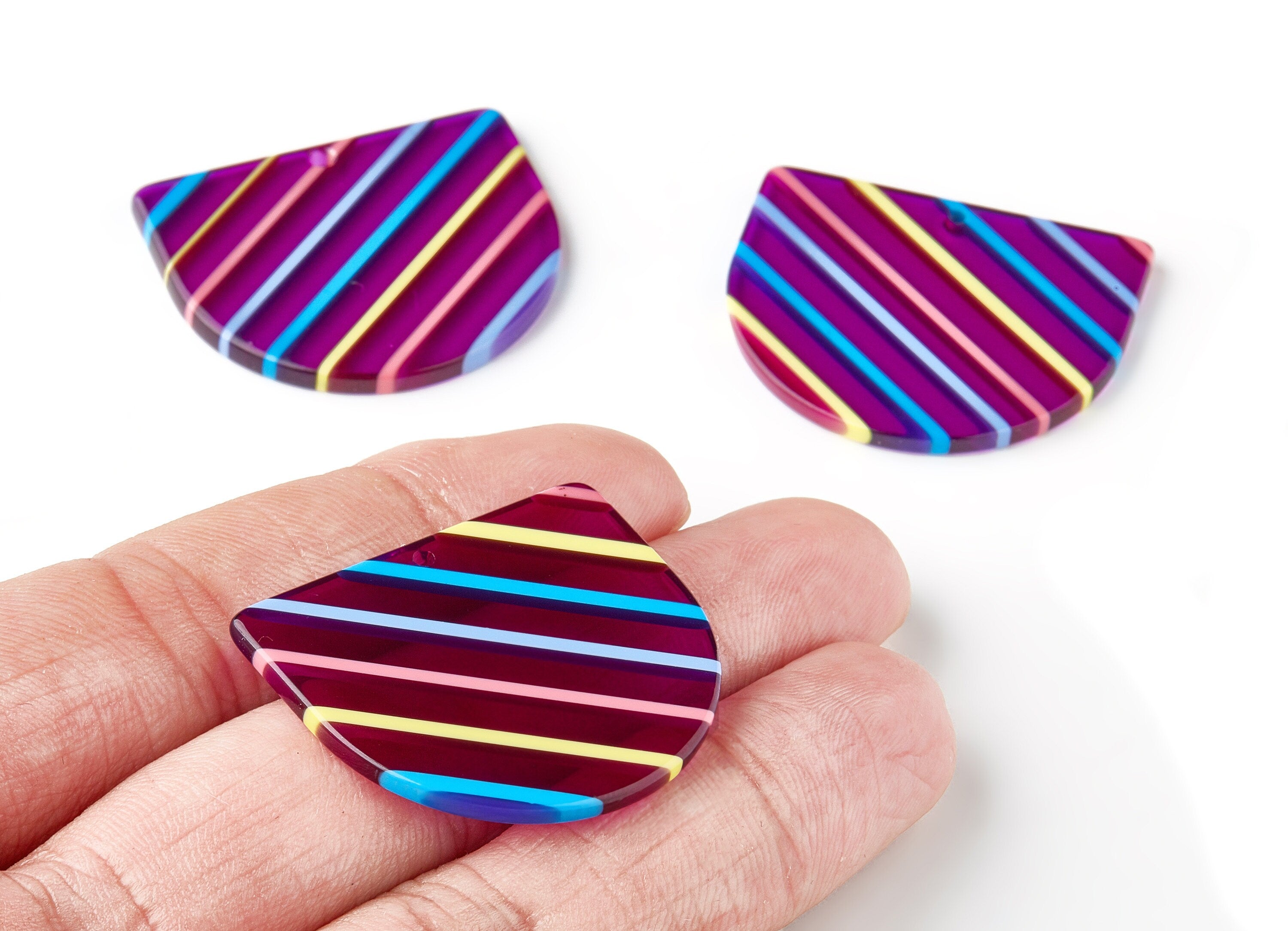 Acrylic D Earring Charms - D Shaped Pendant - Earring Findings - Jewelry Supplies - Color Code:A65 - 33.43x29.25x2.7mm - AC1094Q2 - DOMEDBAZAAR