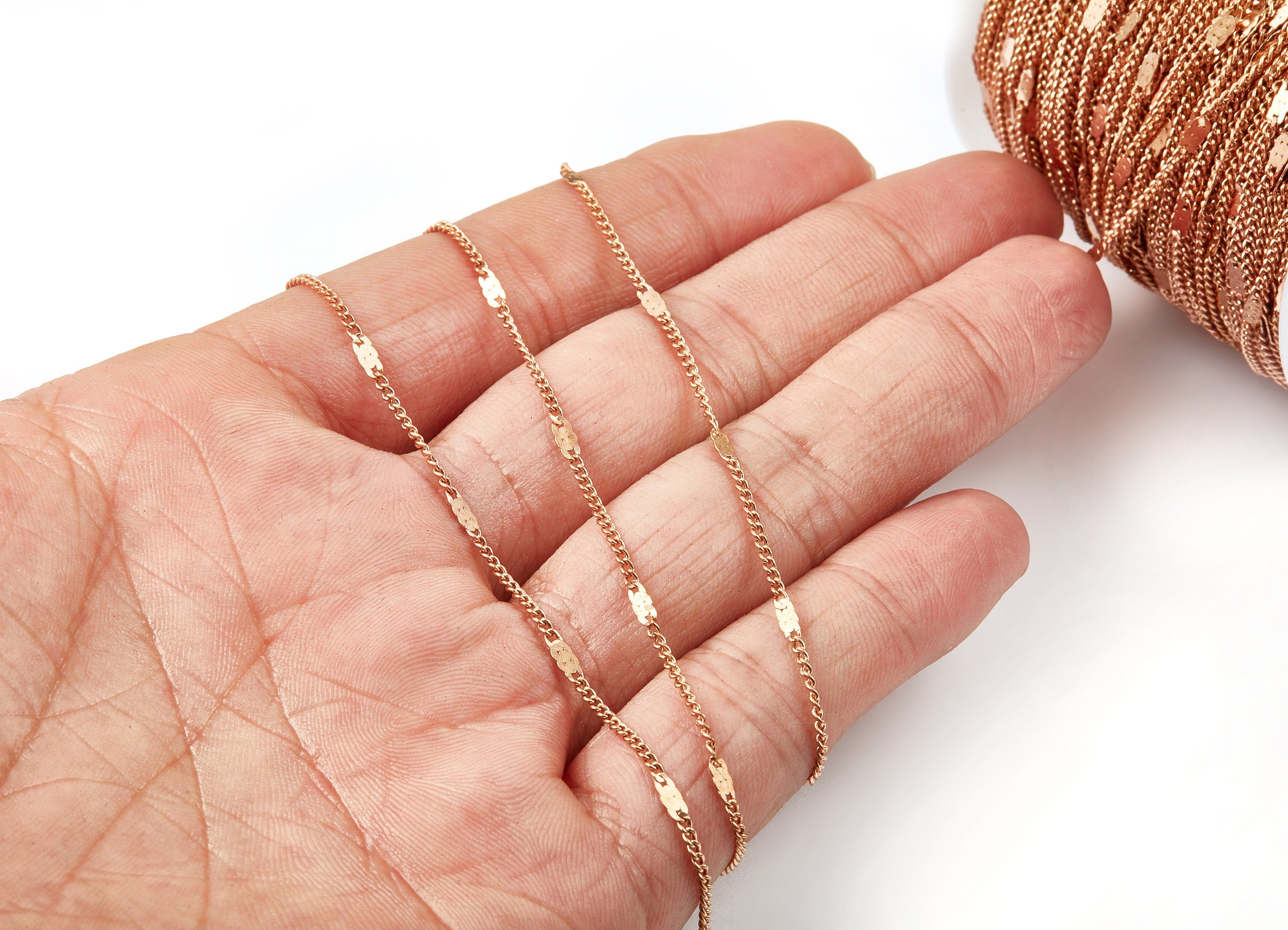 Hammered Satellite Curb Chain - Raw Brass Chain - Soldered - 0.06" x 0.03" x 0.09" - for Necklace Bracelet Jewellery Making - CC1102 - DOMEDBAZAAR
