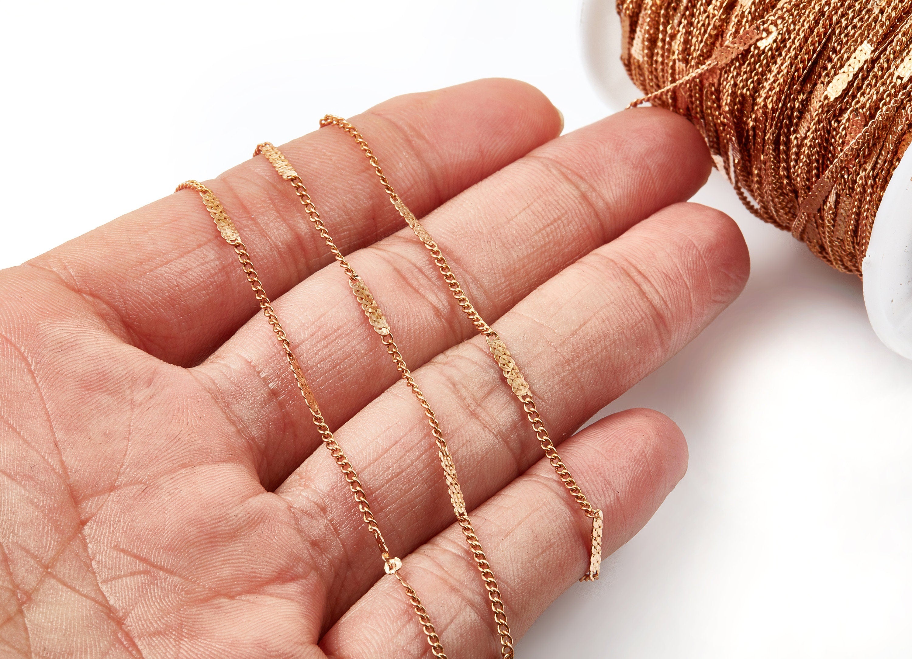 Hammered Satellite Curb Chain - Raw Brass Chain - Soldered - 0.05" x 0.03" x 0.08" - for Necklace Bracelet Jewellery Making - CC1105 - DOMEDBAZAAR