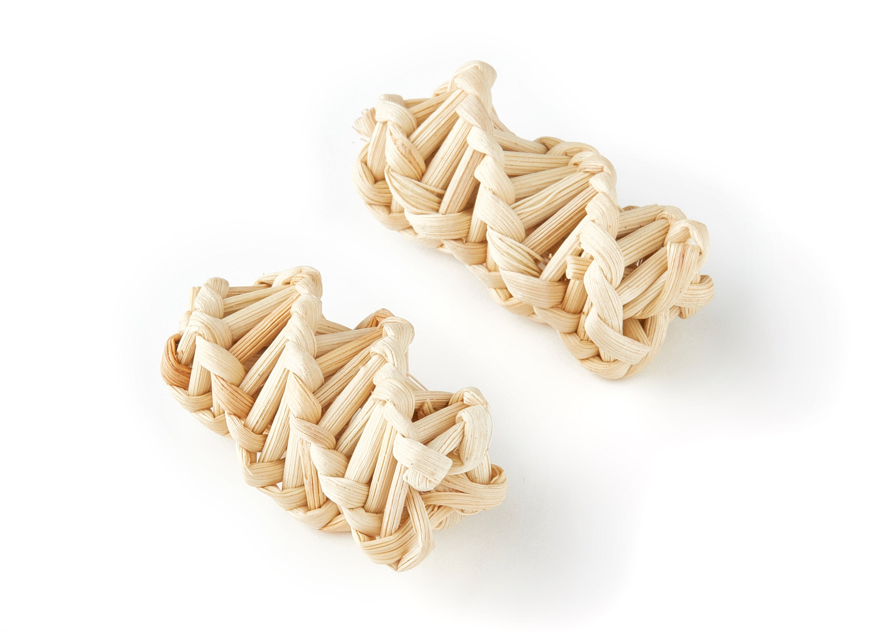 Handwoven Rattan Earrings - Spiral Shape Rattan Pendant - Wooden Straw Earrings - Jewelery Handmade - 31.15x14.9mm - RT1167 - DOMEDBAZAAR