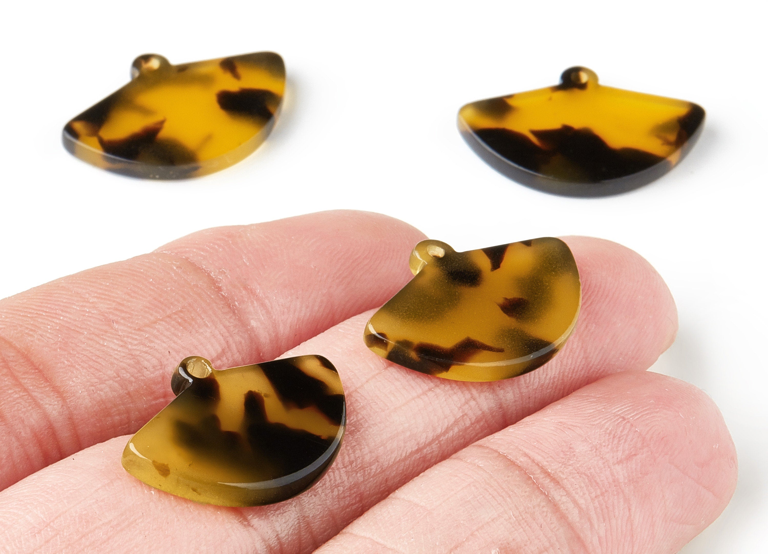 Acetate Acrylic Fan Charms - Tortoise Shell Earring - Fan Pendant - Jewelry Making Supplies - Color Code: A02 - 22.5x15.3x2.5mm - AC1559-A02 - DOMEDBAZAAR