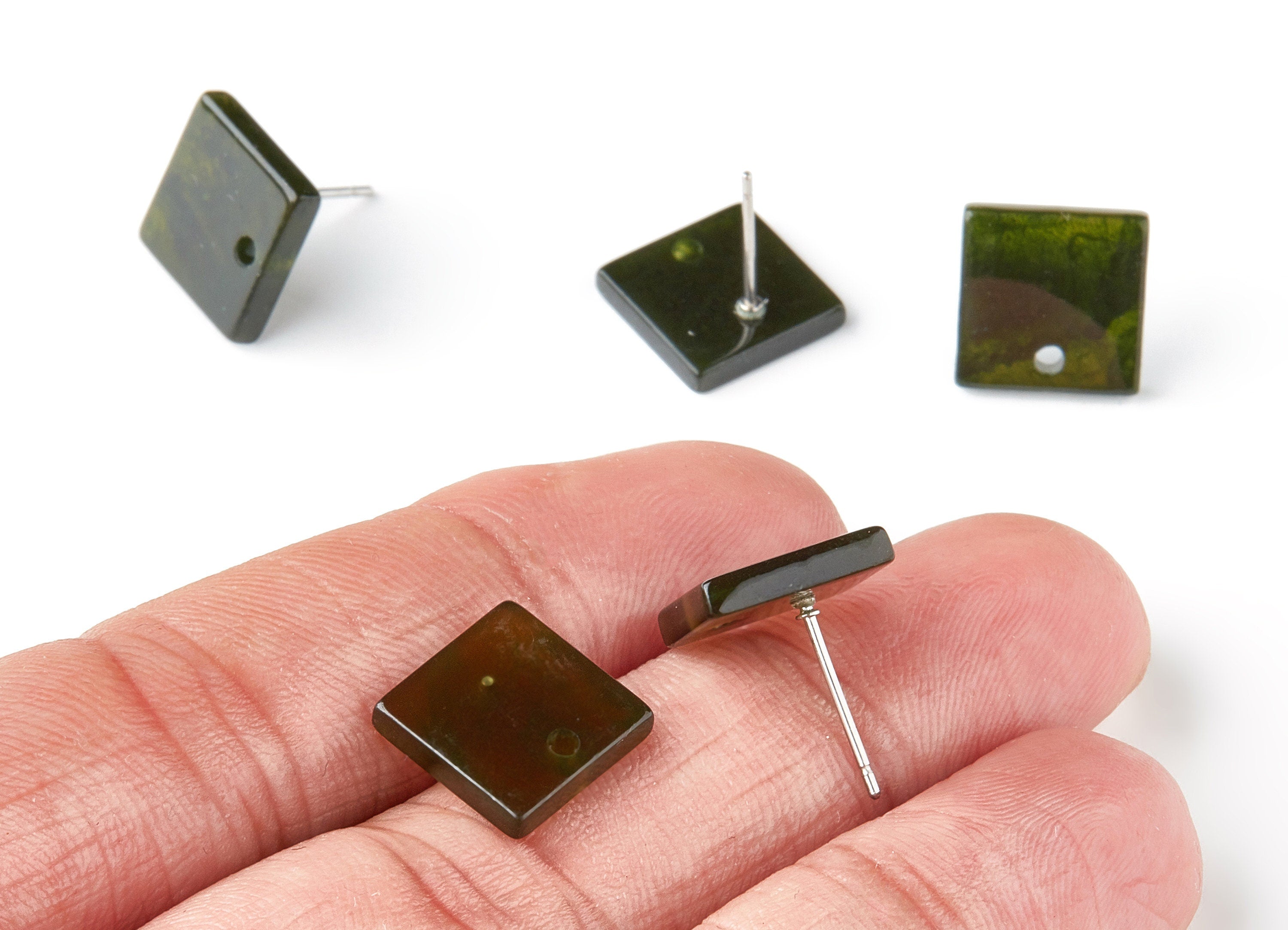 Acetate Square Earring Stud - Acetate Square Earring Post - Earring Post - Jewelry Supplies - Color Code:A136 - 11.7x11.7x2.6mm- AC1140K - DOMEDBAZAAR