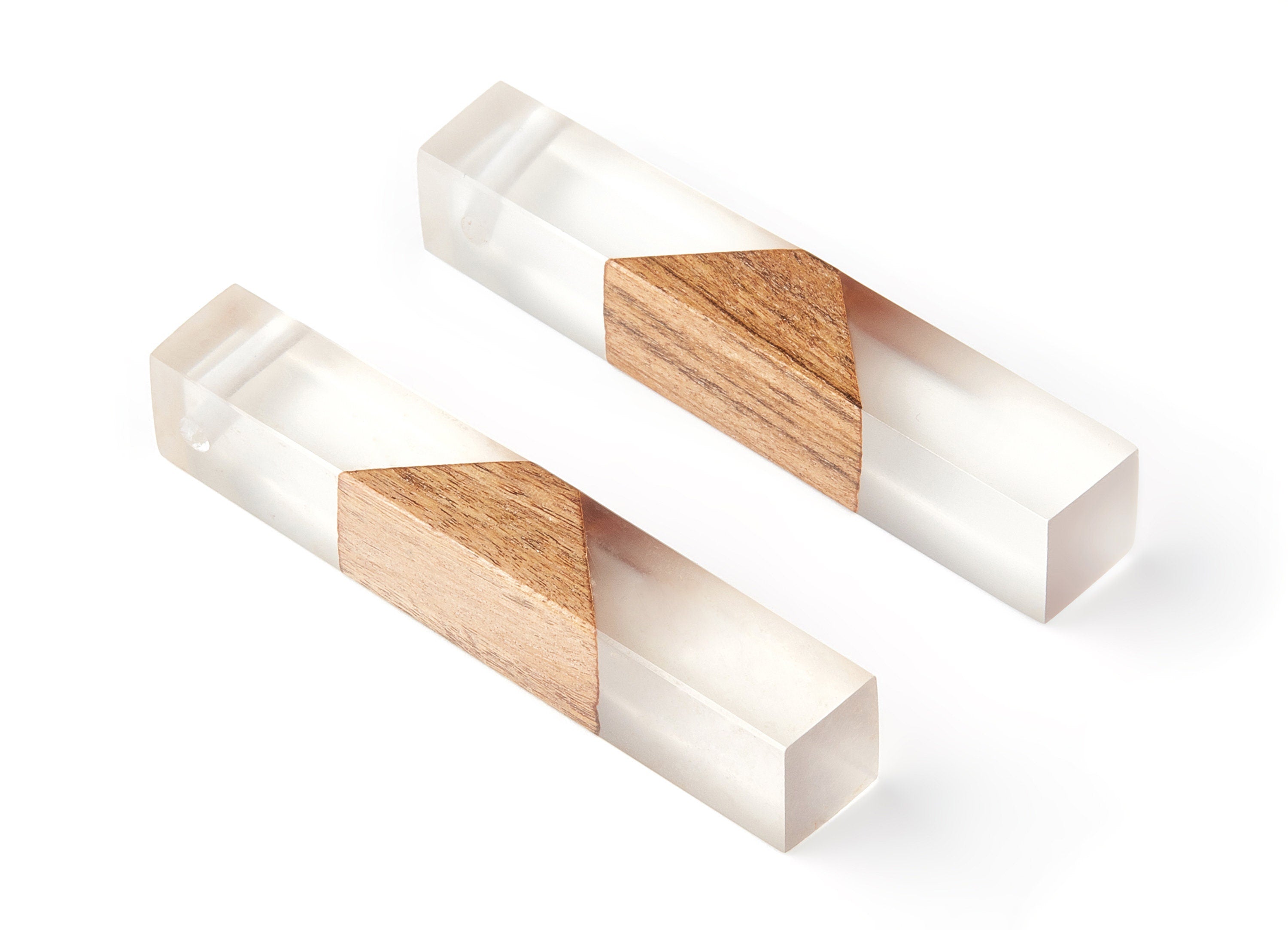 Wood Resin Pendant - Natural Mahogany Wooden Charms - Epoxy Resin Necklace - Jewelry Supplies - Wooden Beads - 58.8x10.76x11mm - BB1017A - DOMEDBAZAAR