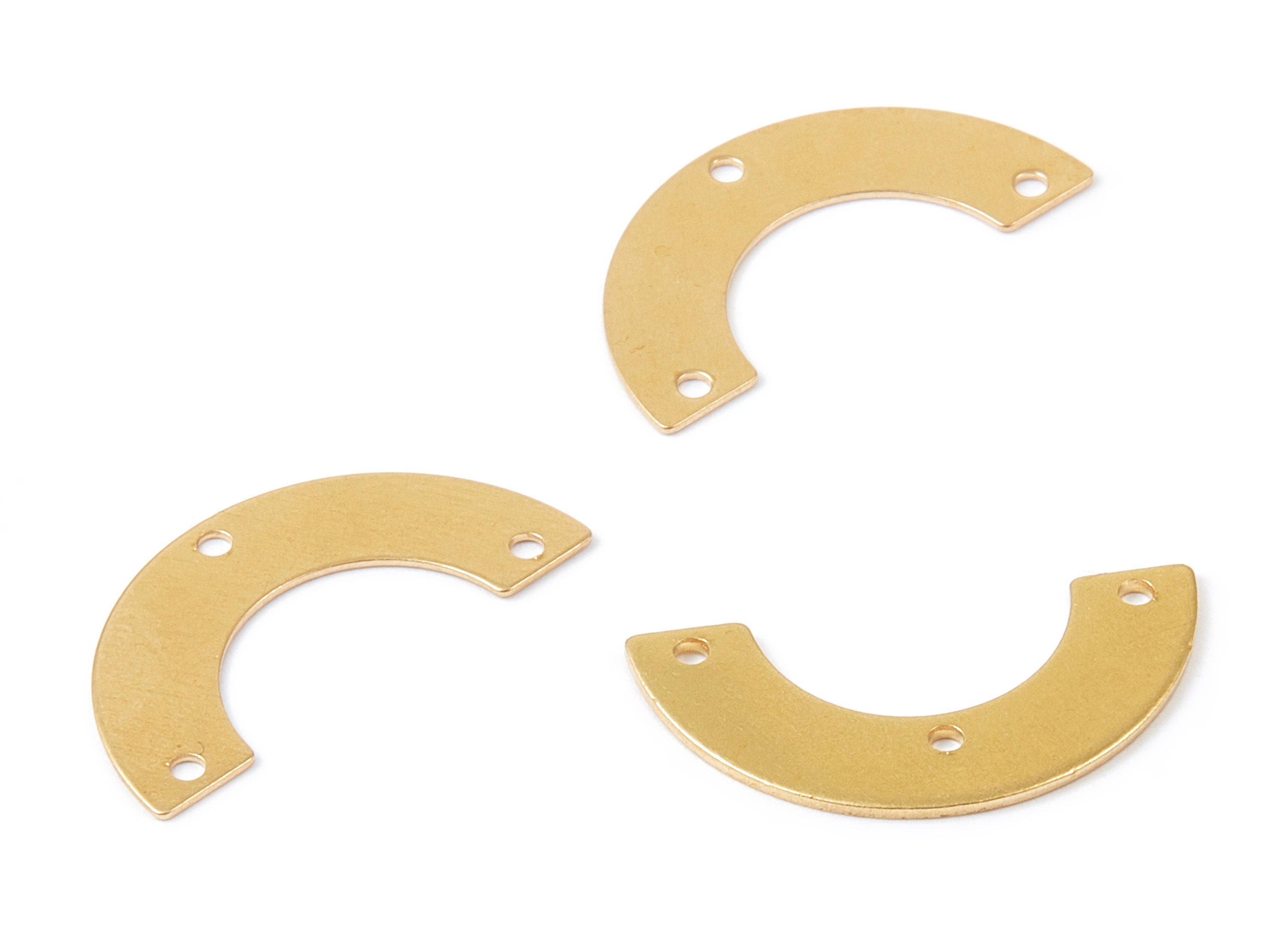 Brass Half Circle Connector - 3 Holes - Brass Charms - Raw Brass Half Circle Pendant - Jewelry Supplies - 24x12x0.8mm - PP2147 - DOMEDBAZAAR