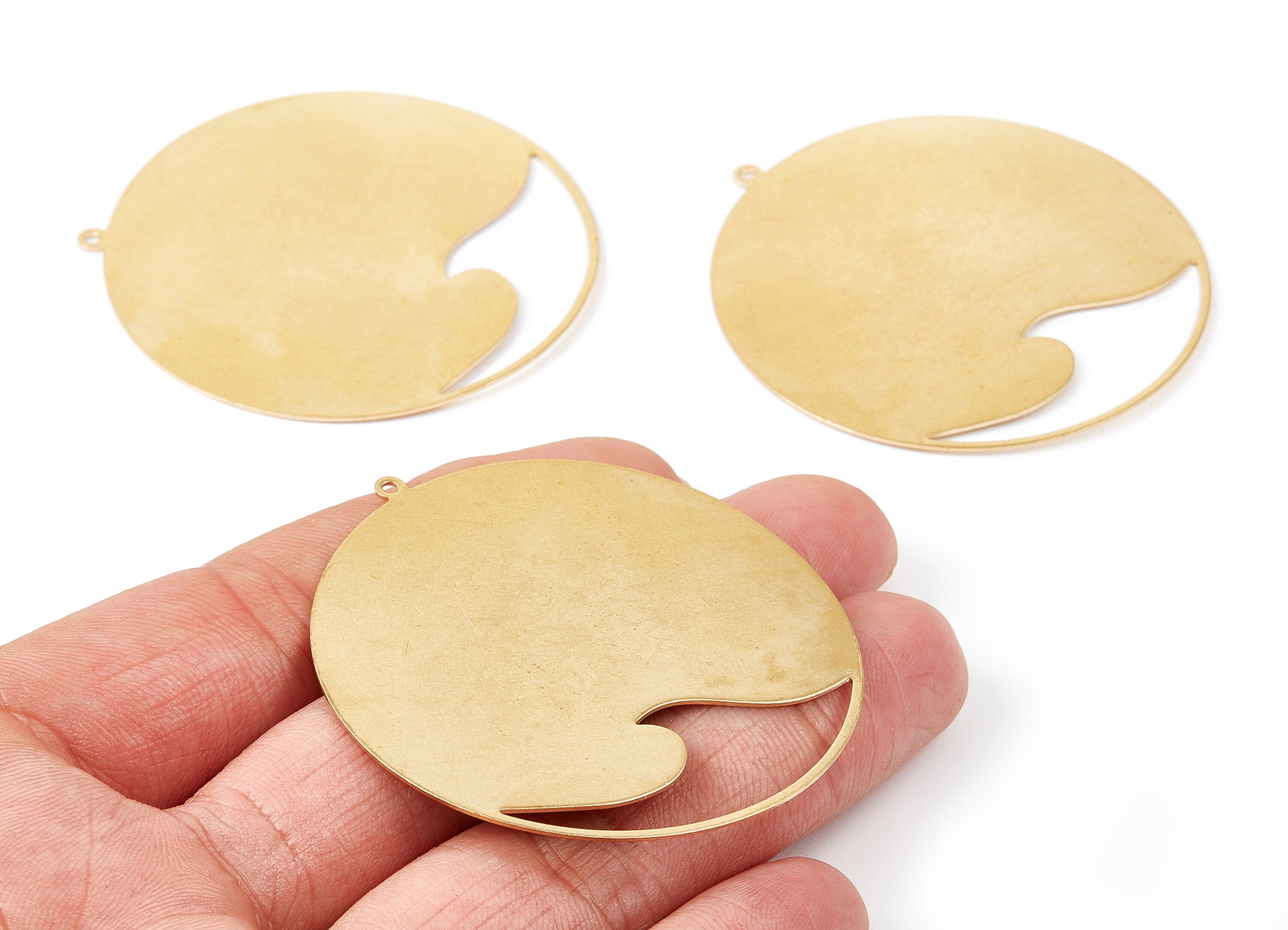 Personalized stamping blank - Brass Wave Charms - Raw Brass Circle Pendant - Earring Findings - Jewelry Supplies - 53.4x50.8x0.7mm - PP2141 - DOMEDBAZAAR